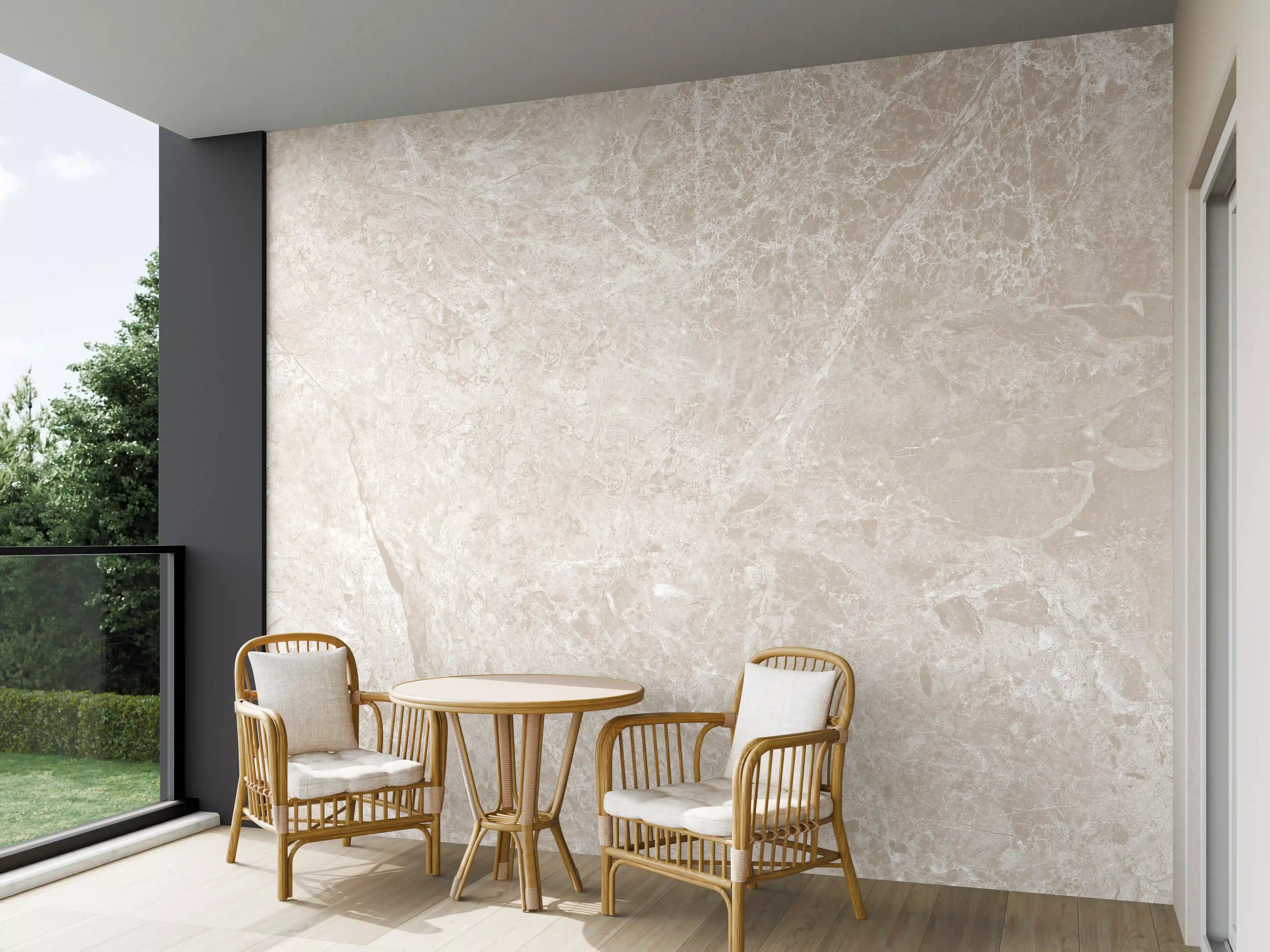 Wandverkleidung außen - beiger Naturmarmor