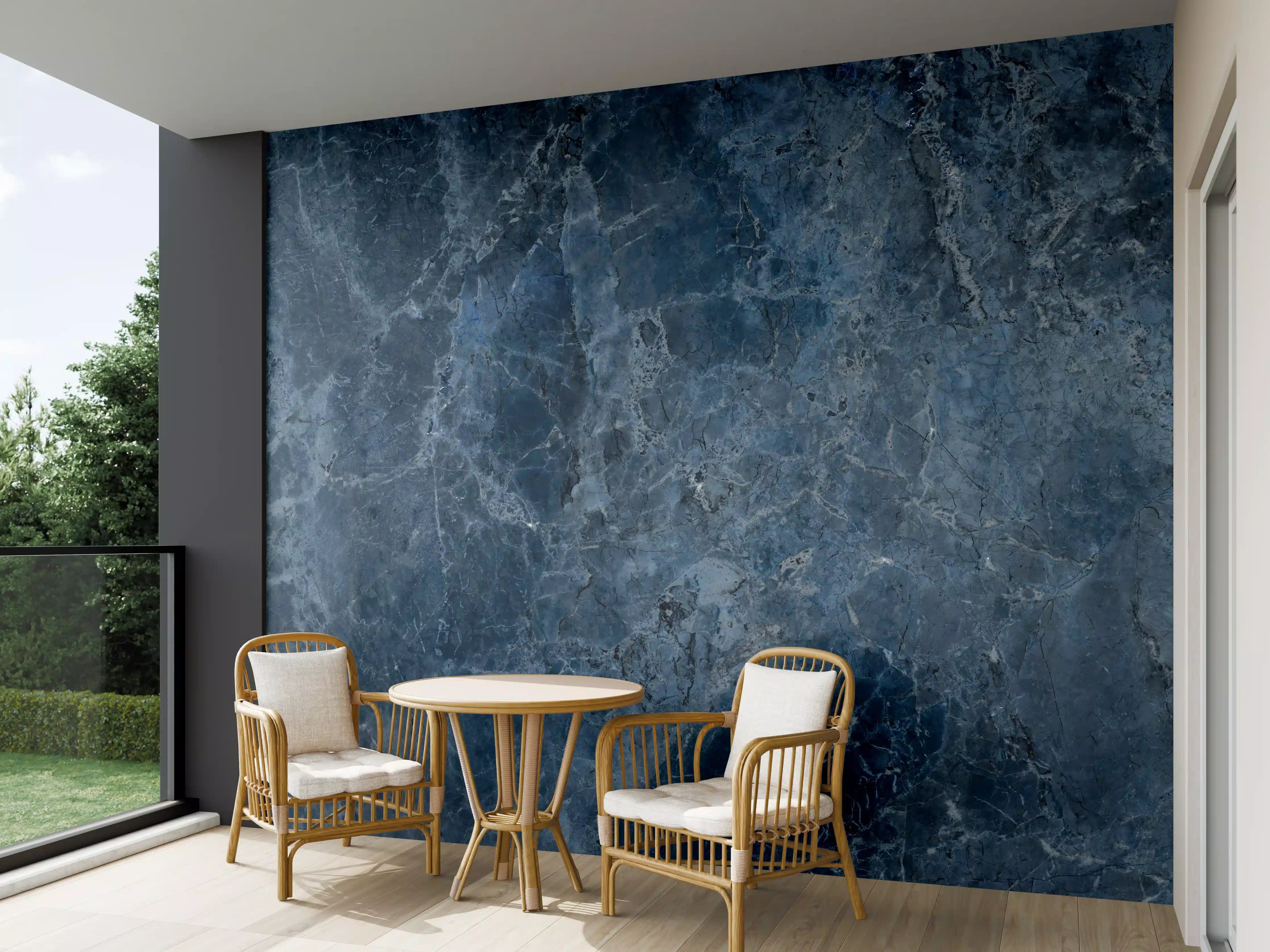 Wandverkleidung außen - dunkelblaue Marmor Steinstruktur