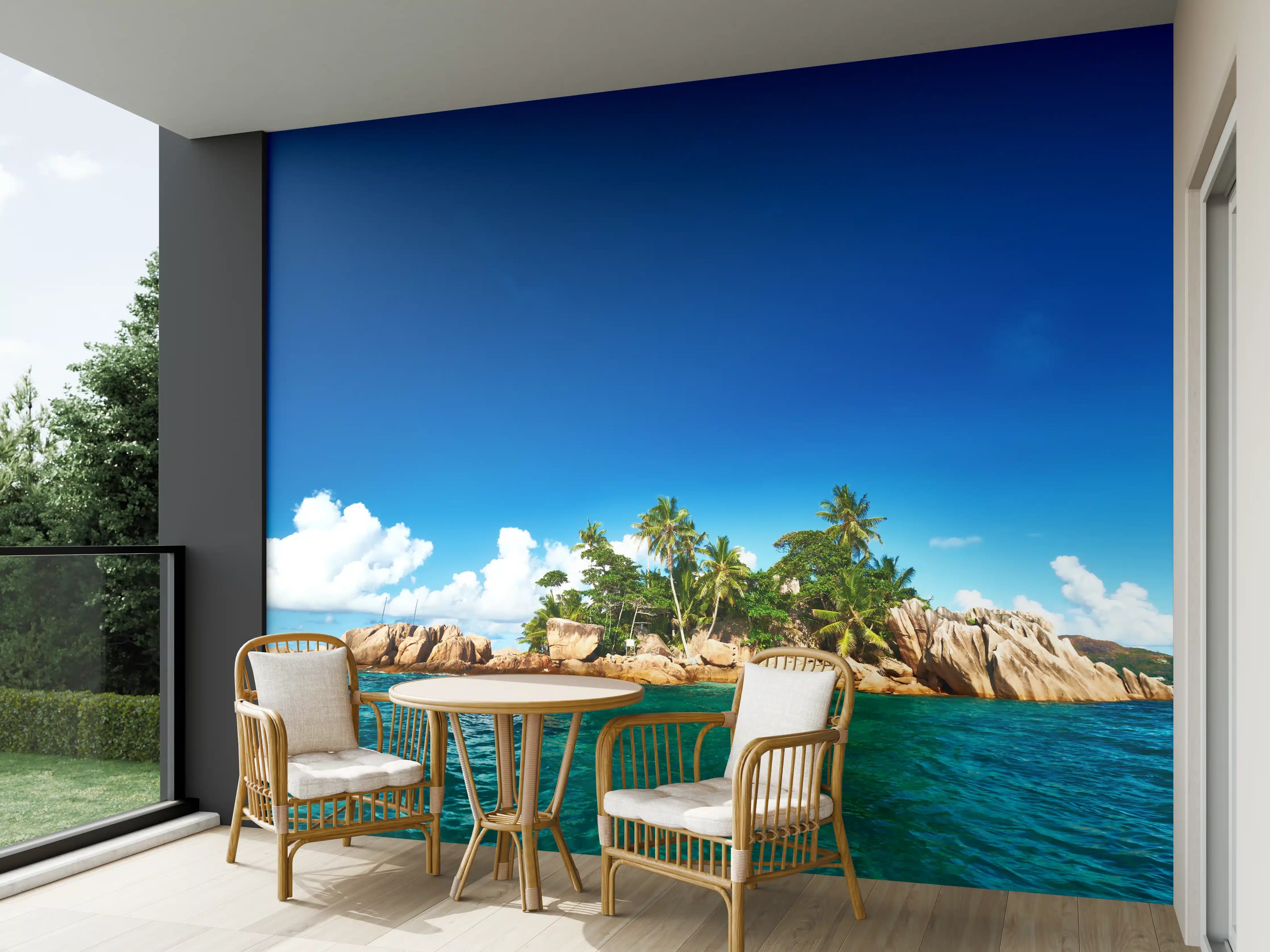 Wandverkleidung außen - kleine tropische Insel vor Sankt Pierre