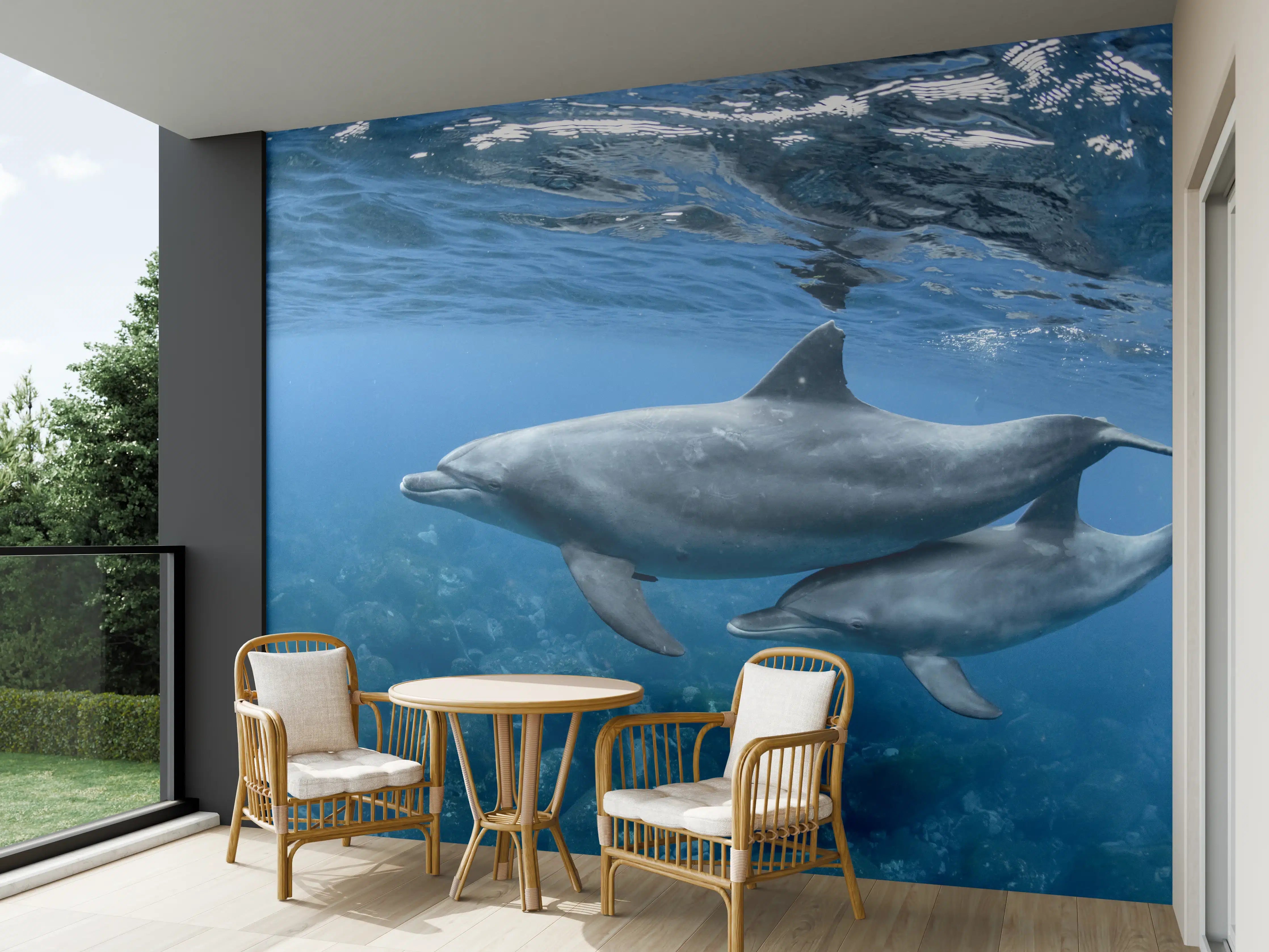 Wandverkleidung außen - niedliche Delfin-Familie
