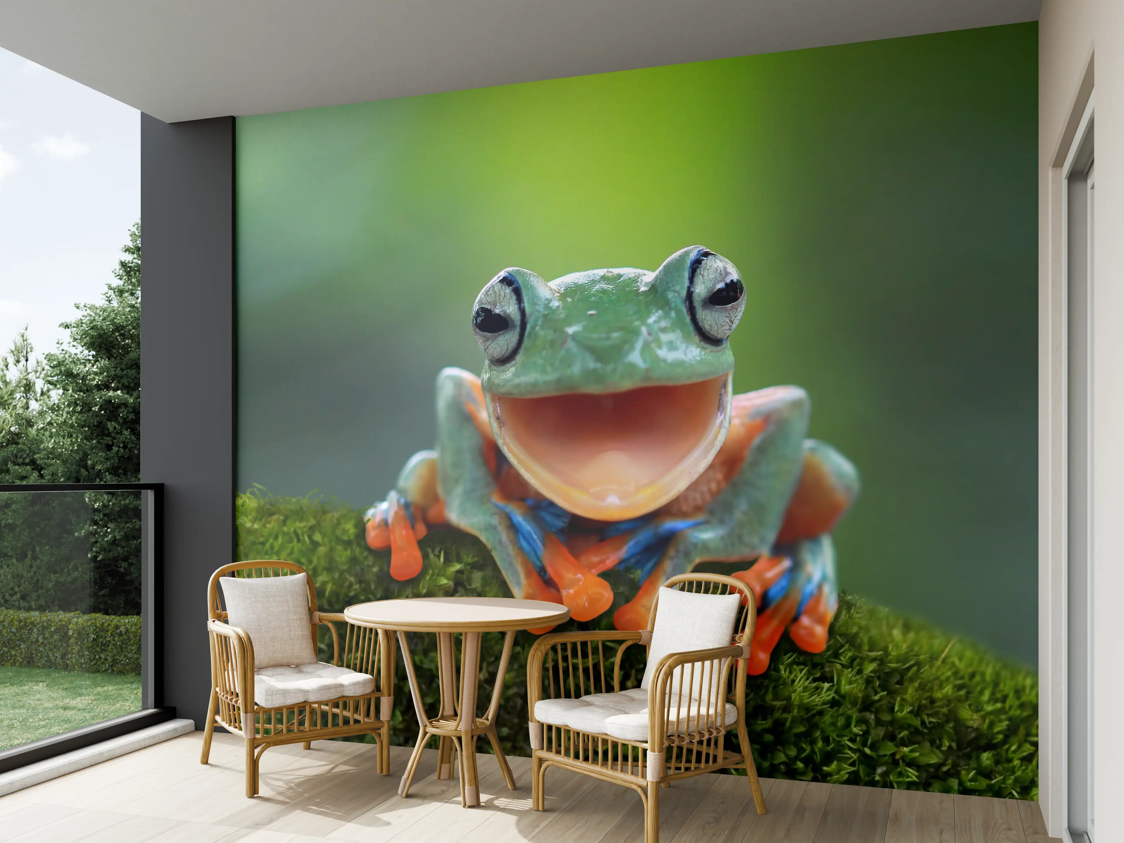 Wandverkleidung außen - niedlicher Laubfrosch in Nahaufnahme