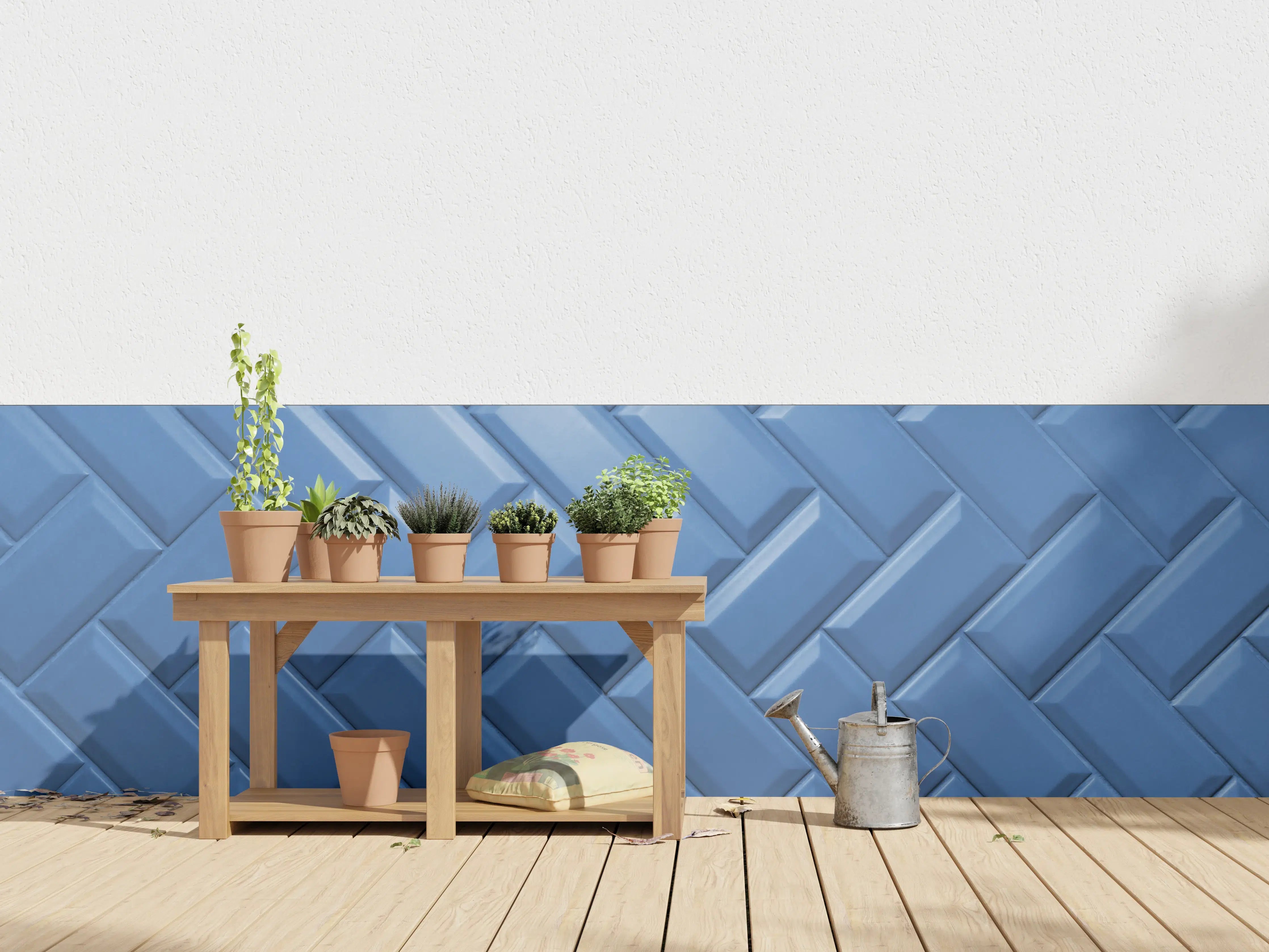 Wandverkleidung außen - phantomblaue matte Keramikfliesen