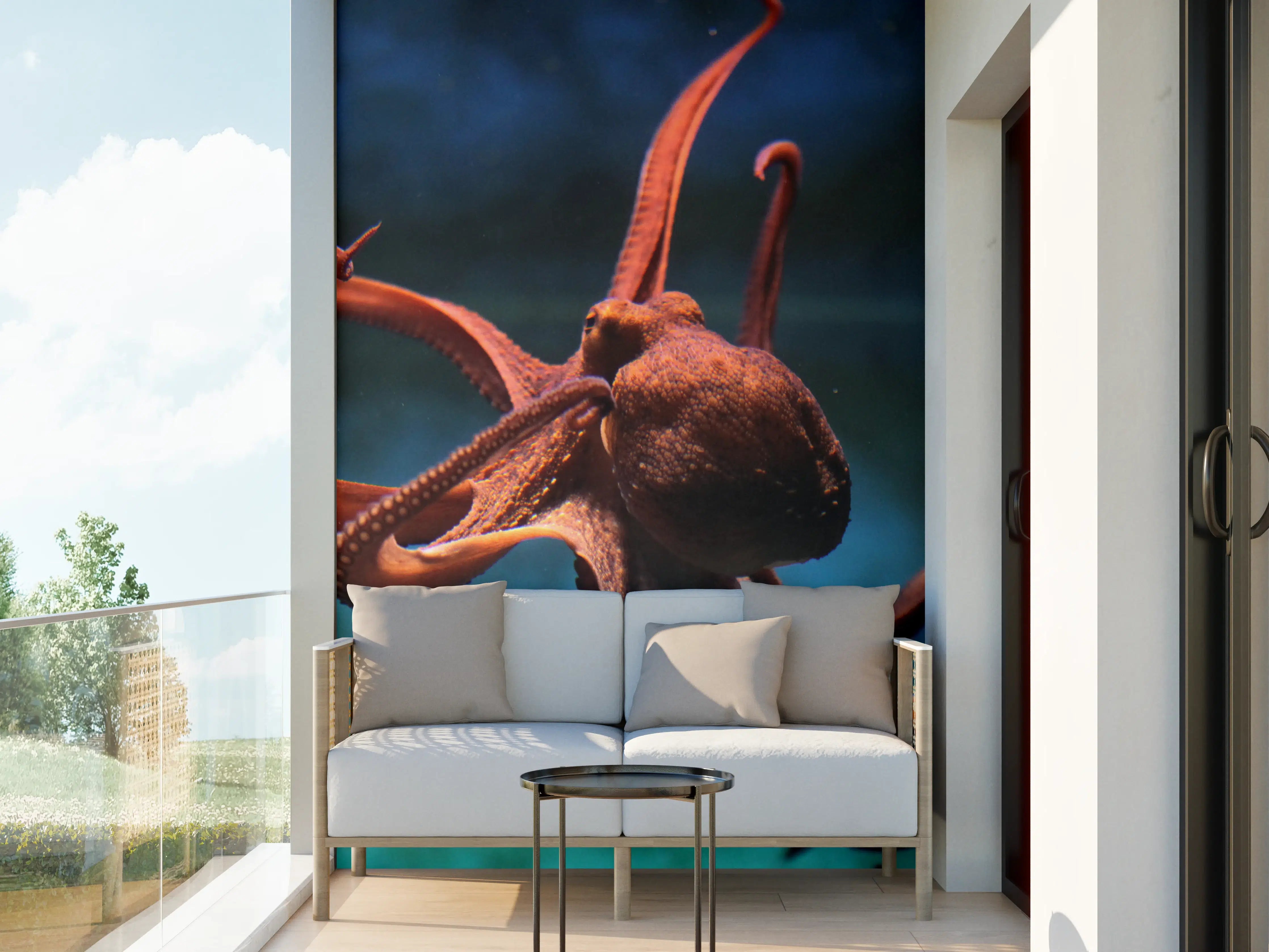 Wandverkleidung außen - rötlicher Oktopus Unterwasser