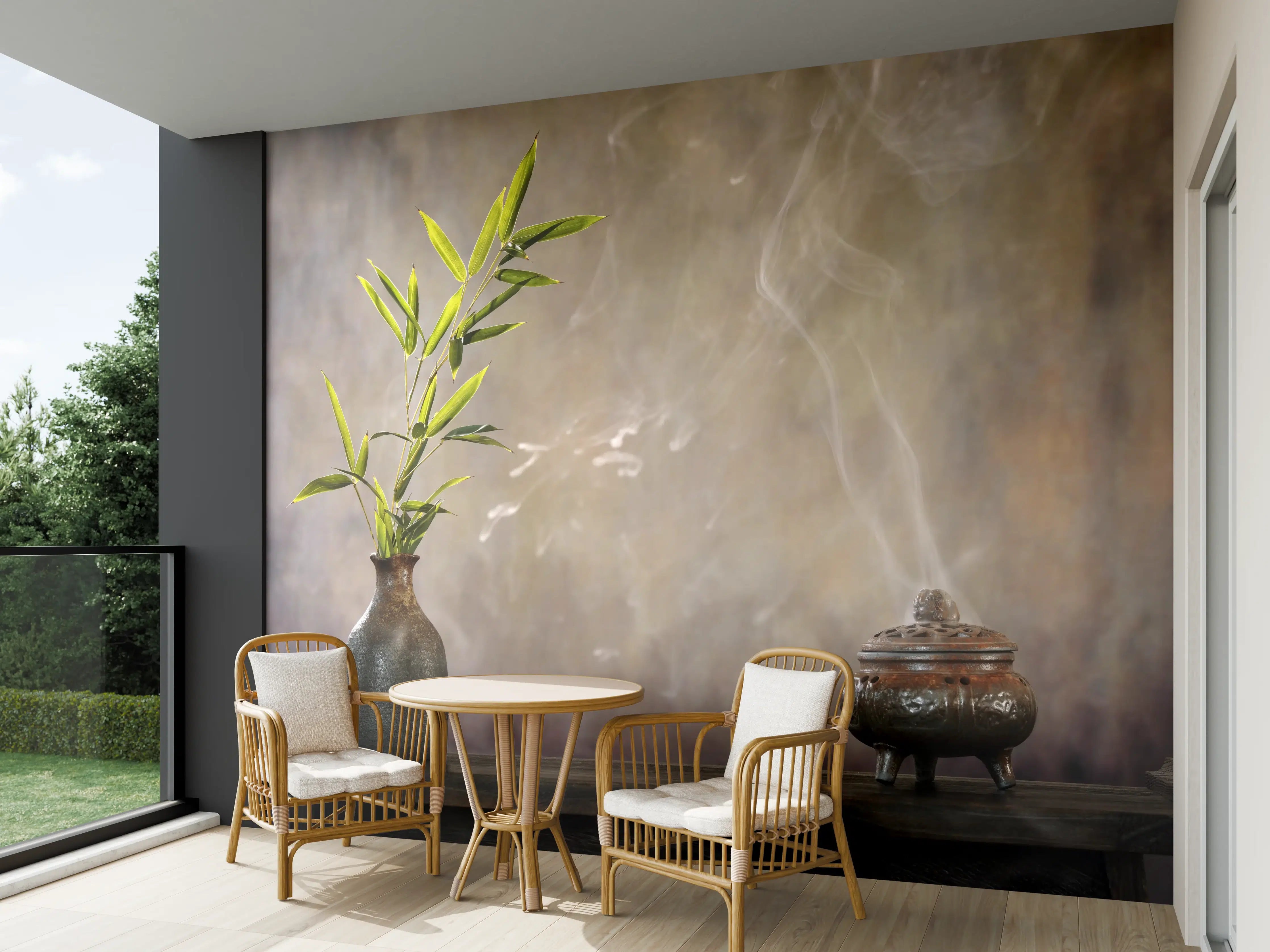 Wandverkleidung außen - spirituelles Spa-Stillleben