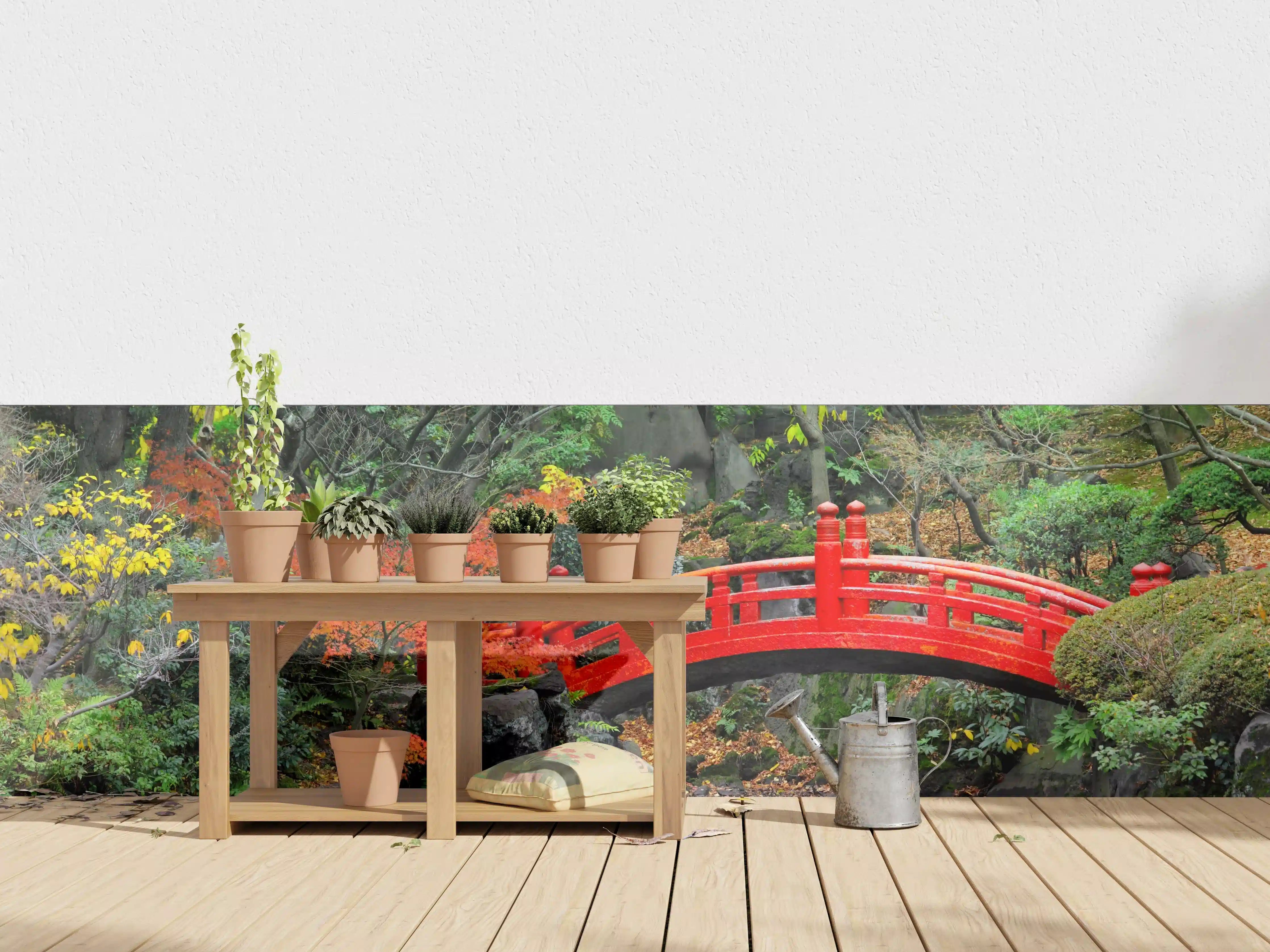 Wandverkleidung außen - traditioneller japanischer Garten an Teich