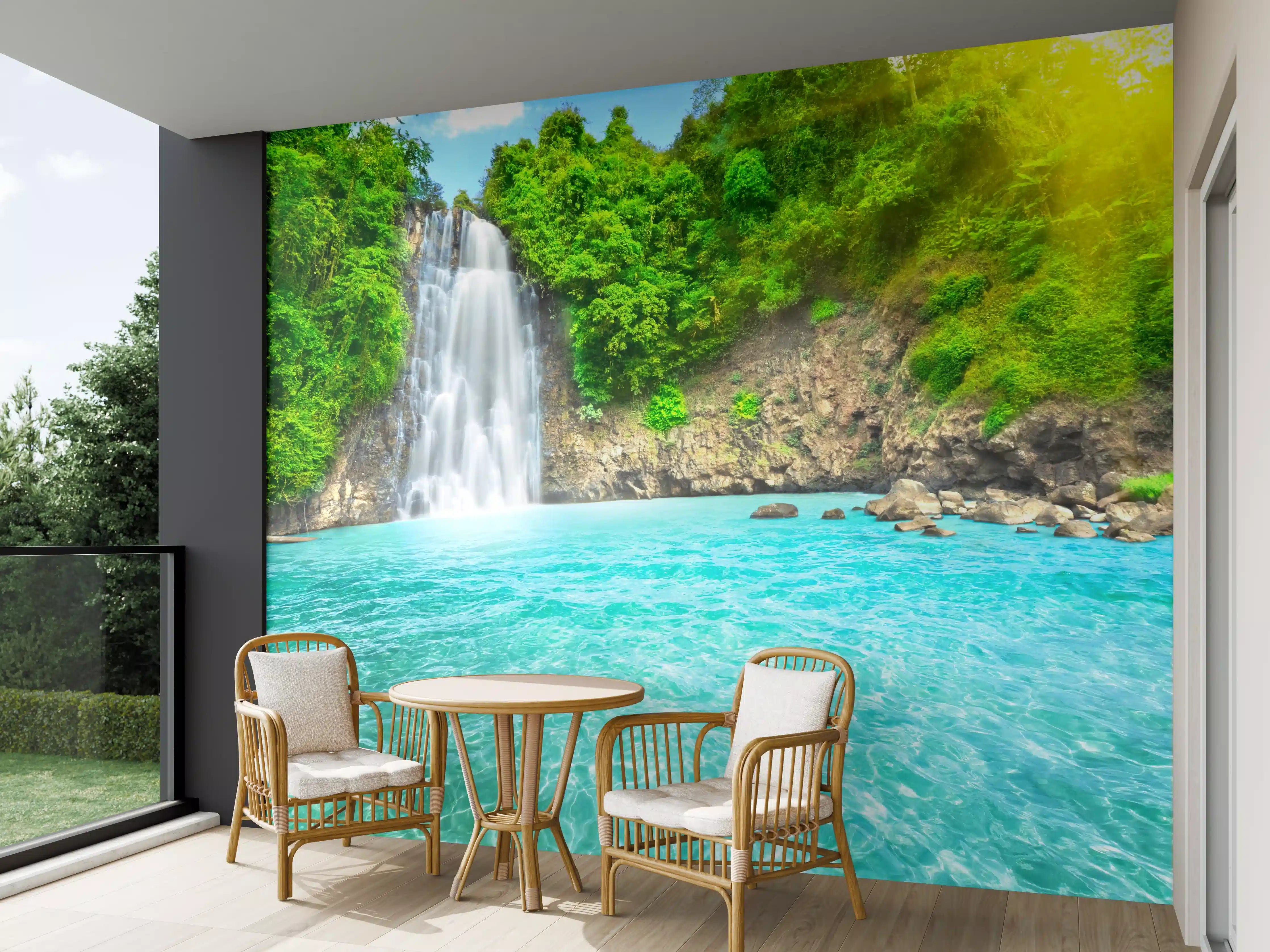 Wandverkleidung außen - tropischer Wasserfall