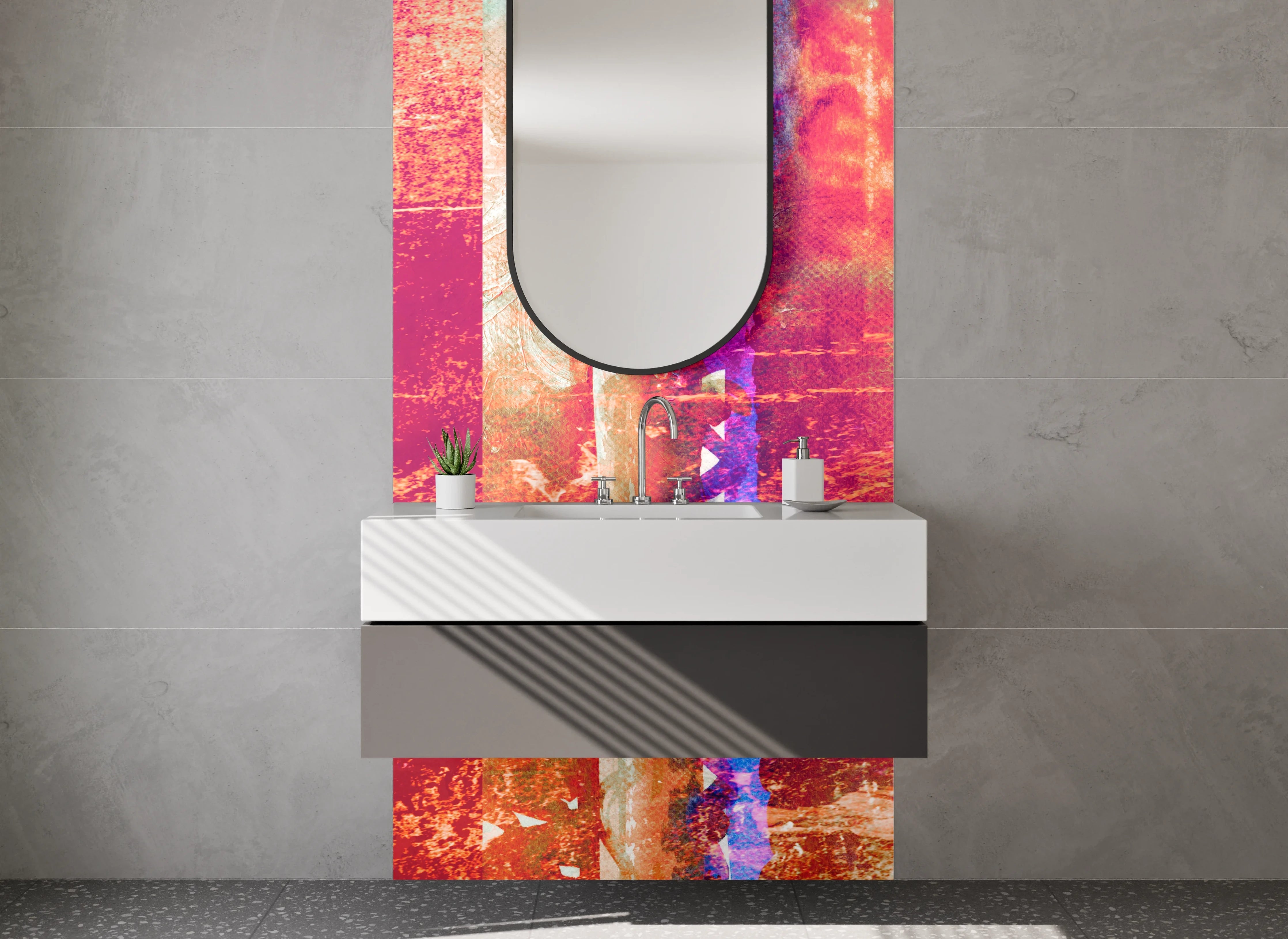 Waschbecken-Rückwand - Abstrakt Farbenfroh Modern Streifen Effekt