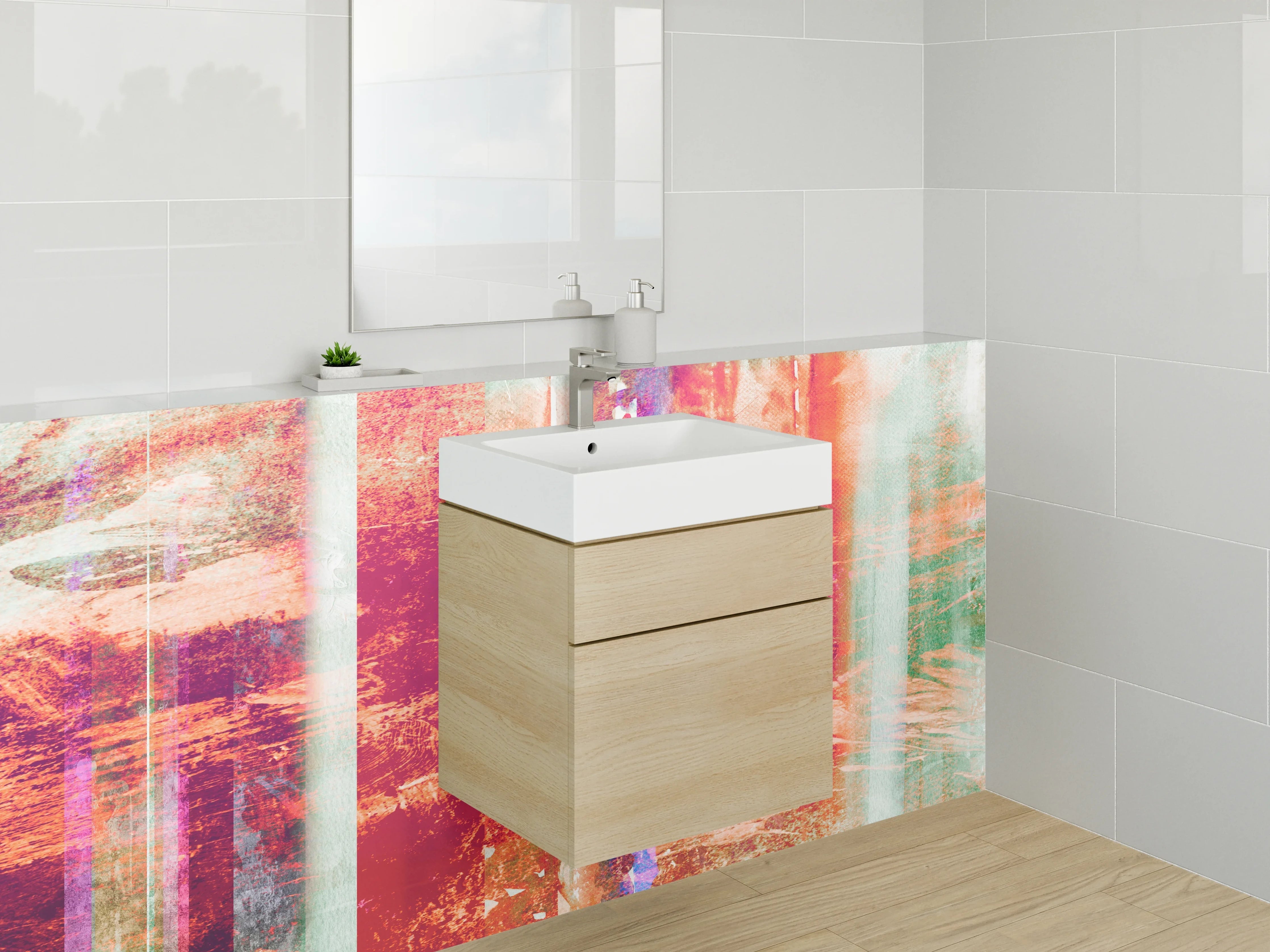 Waschbecken-Rückwand - Abstrakt Farbenfroh Modern Streifen Effekt