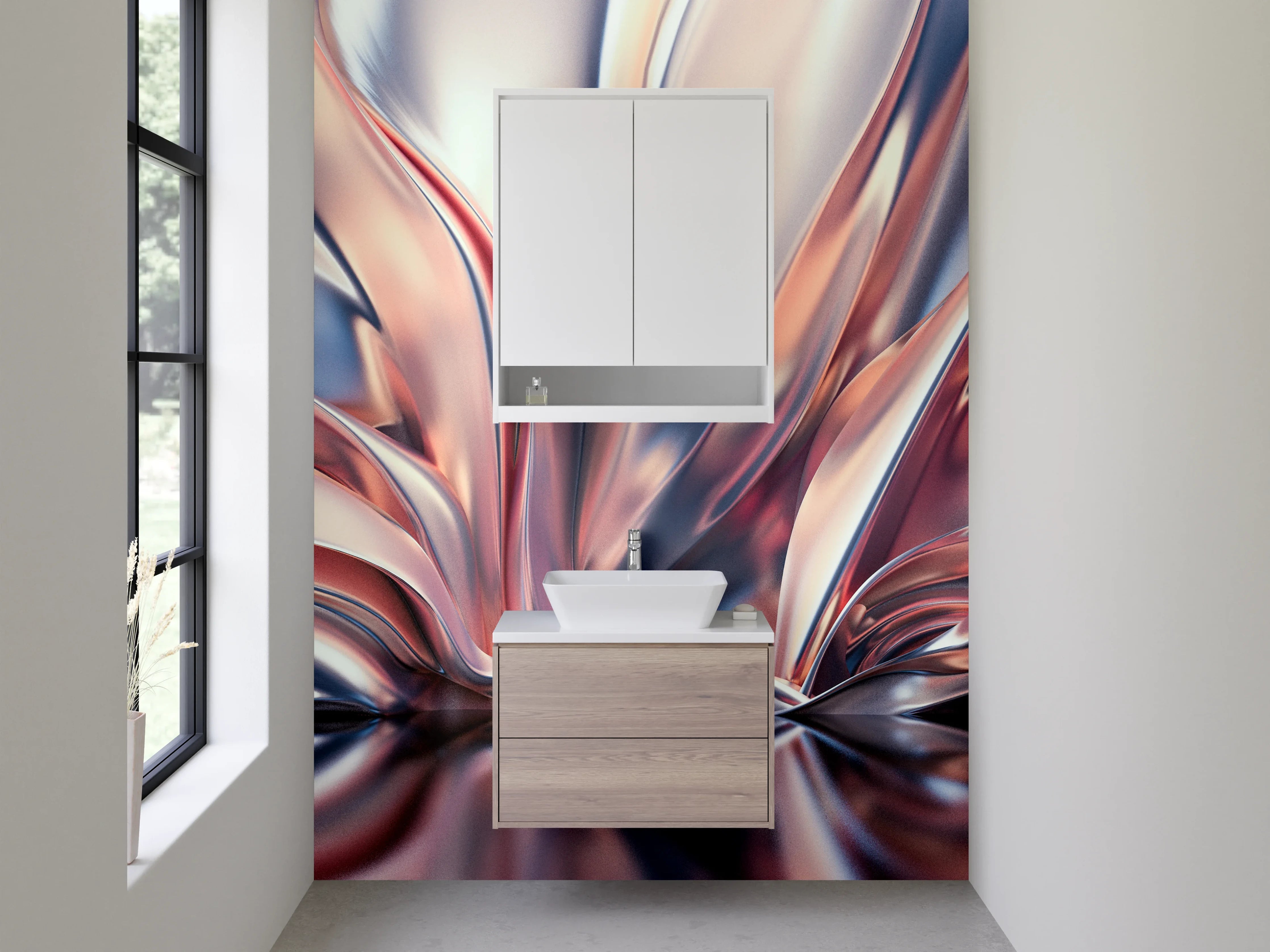 Waschbecken-Rückwand - Abstrakte Eleganz in Pastellfarben