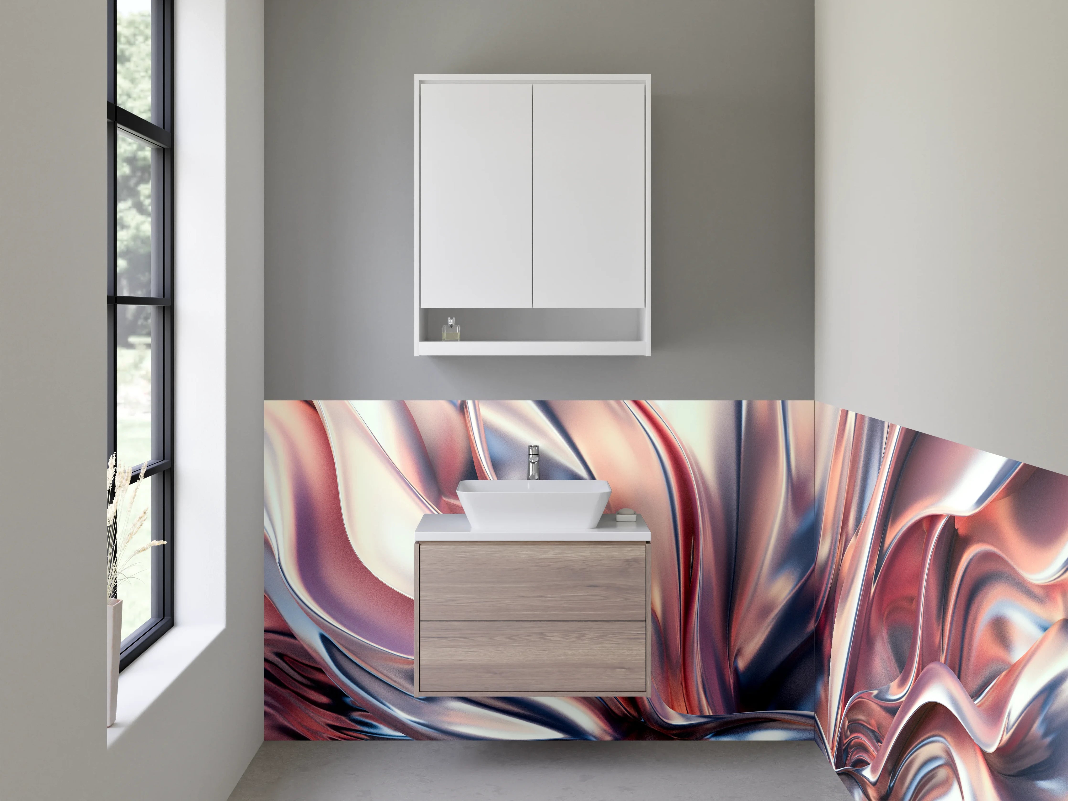 Waschbecken-Rückwand - Abstrakte Eleganz in Pastellfarben