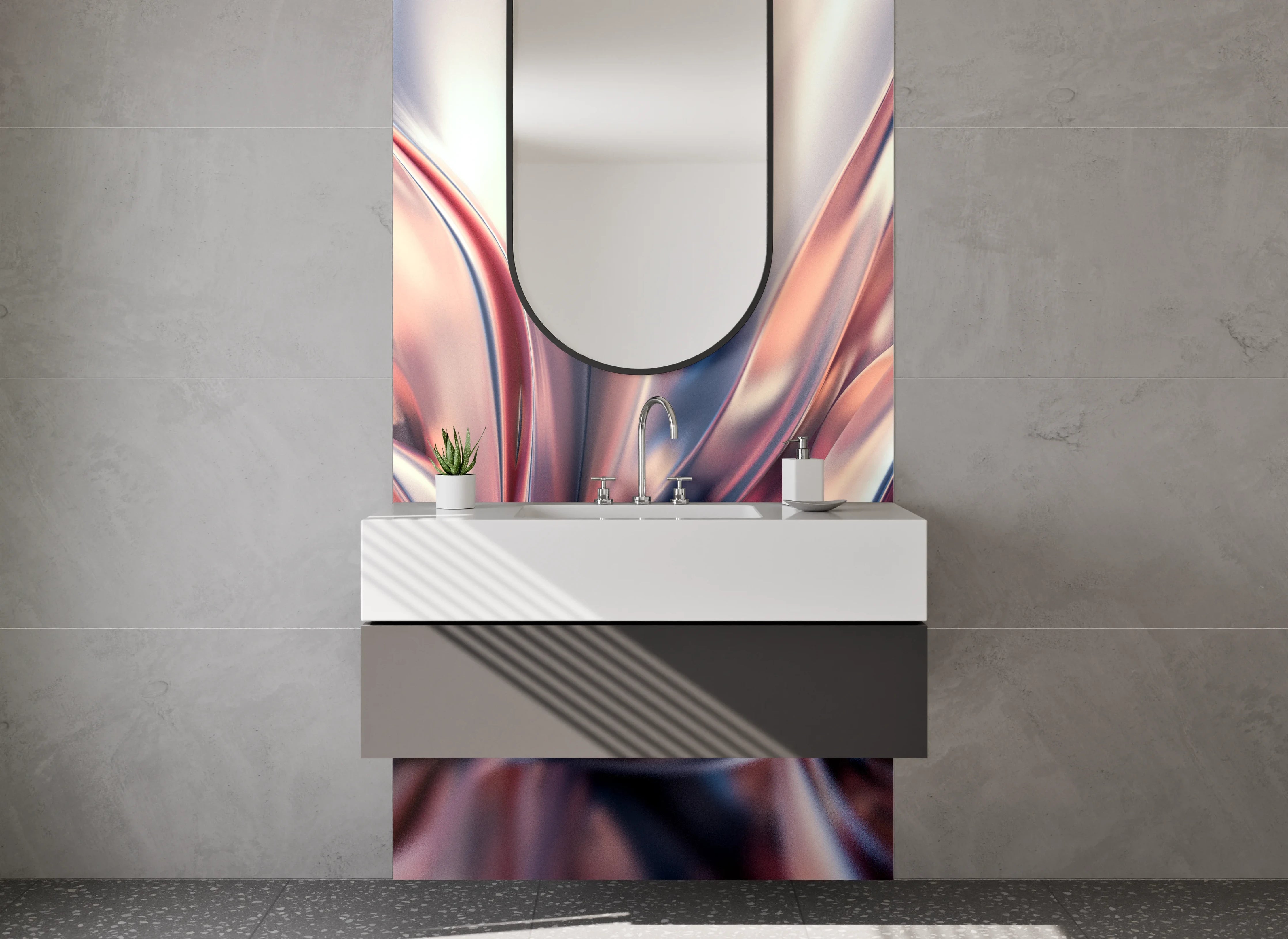 Waschbecken-Rückwand - Abstrakte Eleganz in Pastellfarben