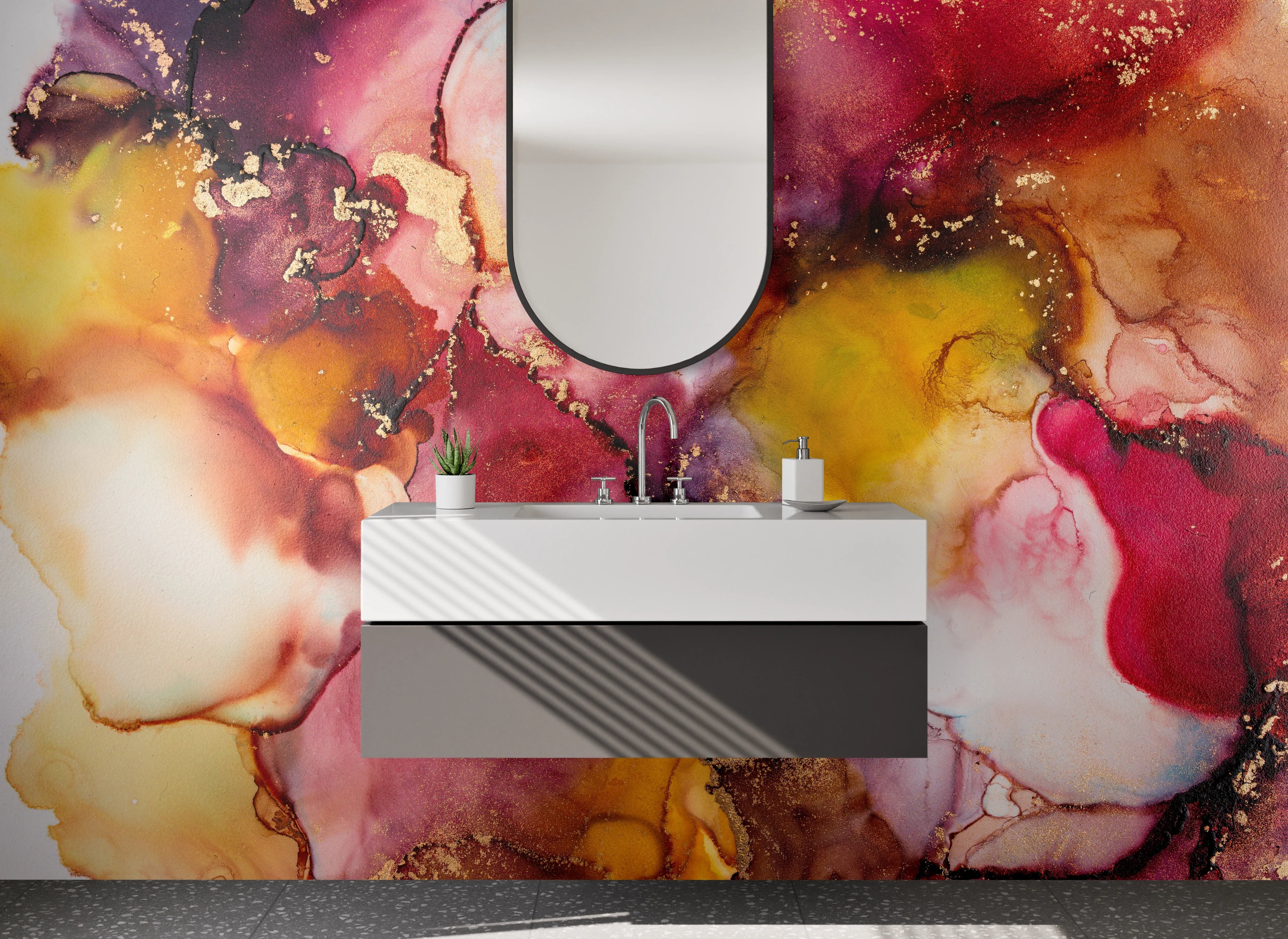 Waschbecken-Rückwand - Abstrakte Kunst in kräftigen Farben