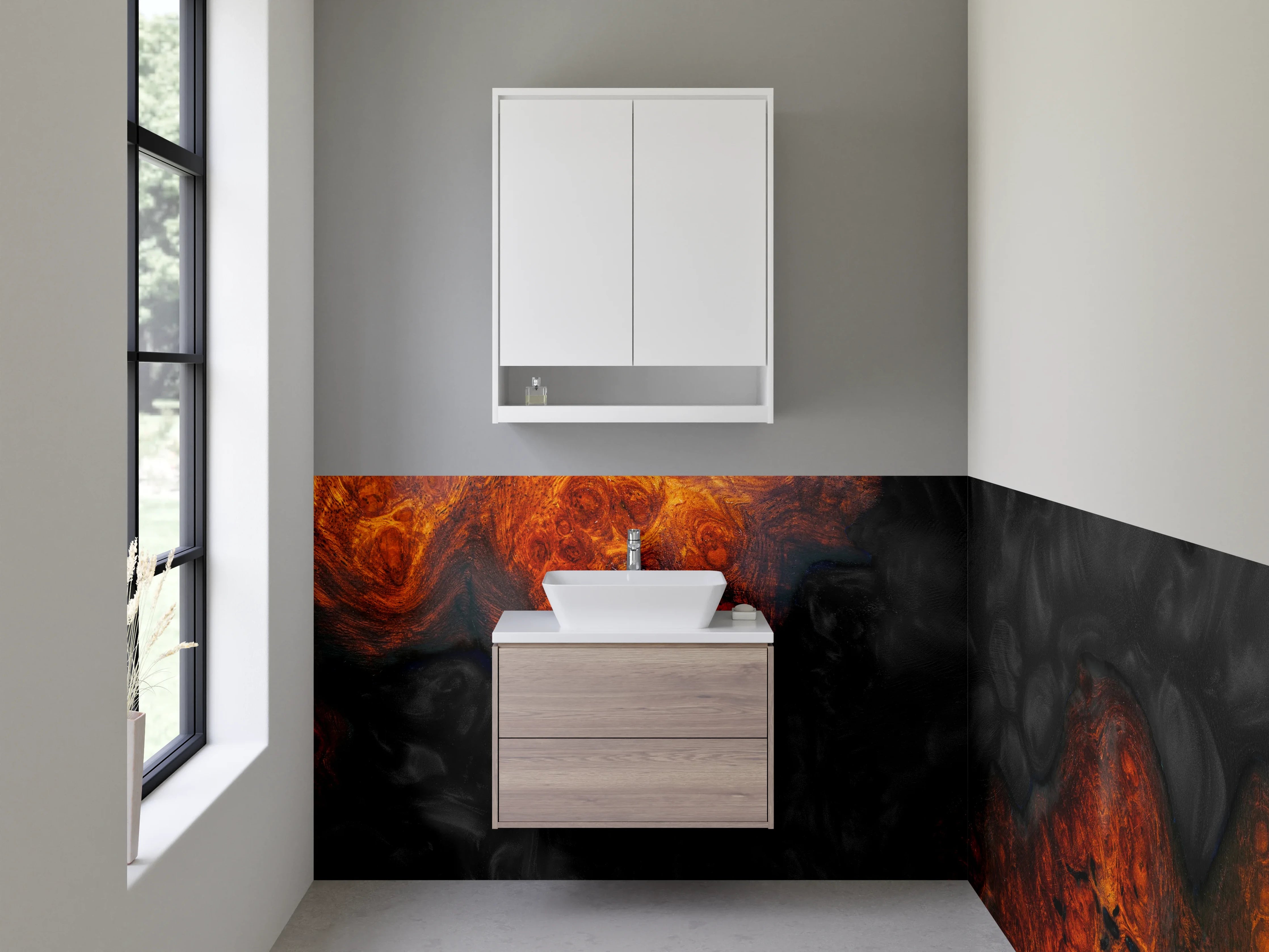 Waschbecken-Rückwand - Abstrakte Lava-Marmor Kunst