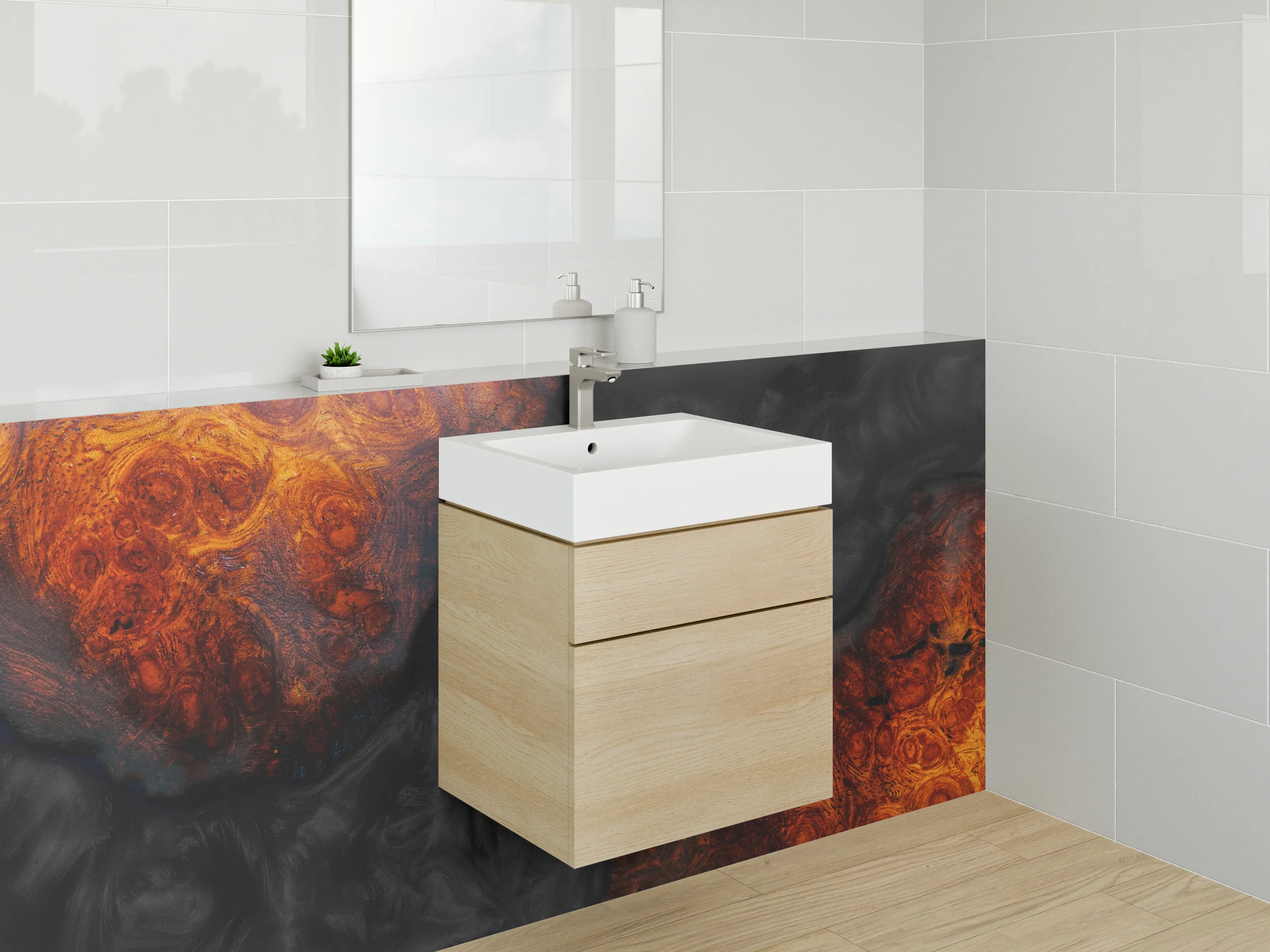 Waschbecken-Rückwand - Abstrakte Lava-Marmor Kunst