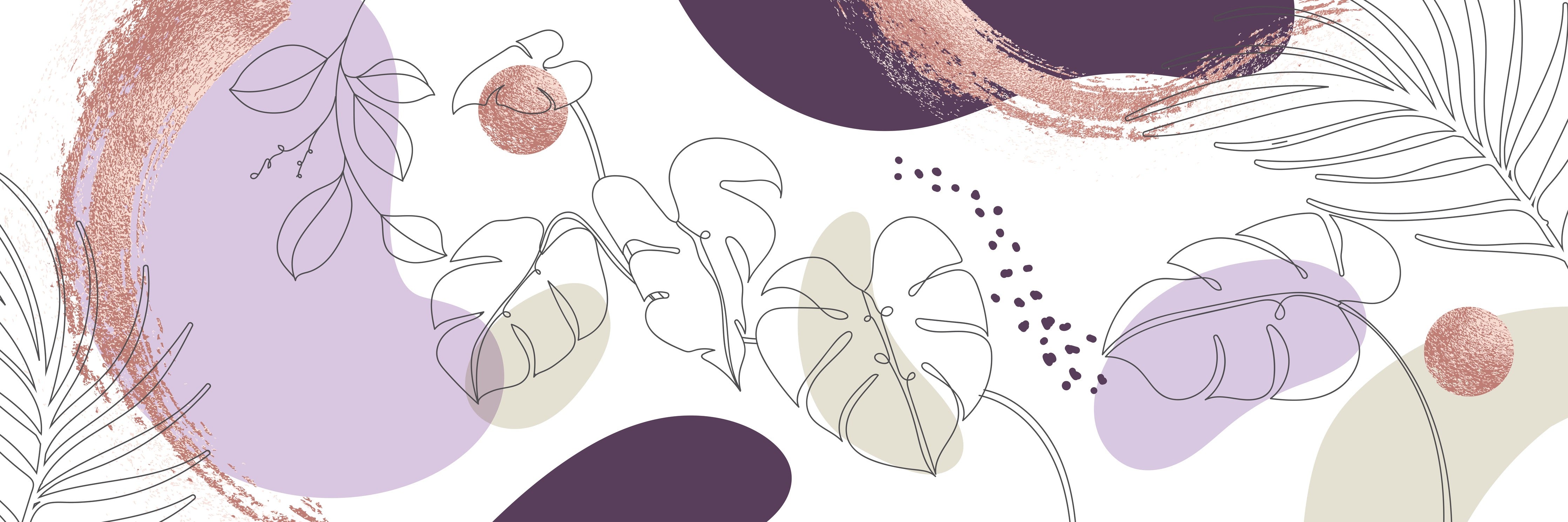 Waschbecken-Rückwand-Abstrakte Lineart Pflanzen Lila Beige