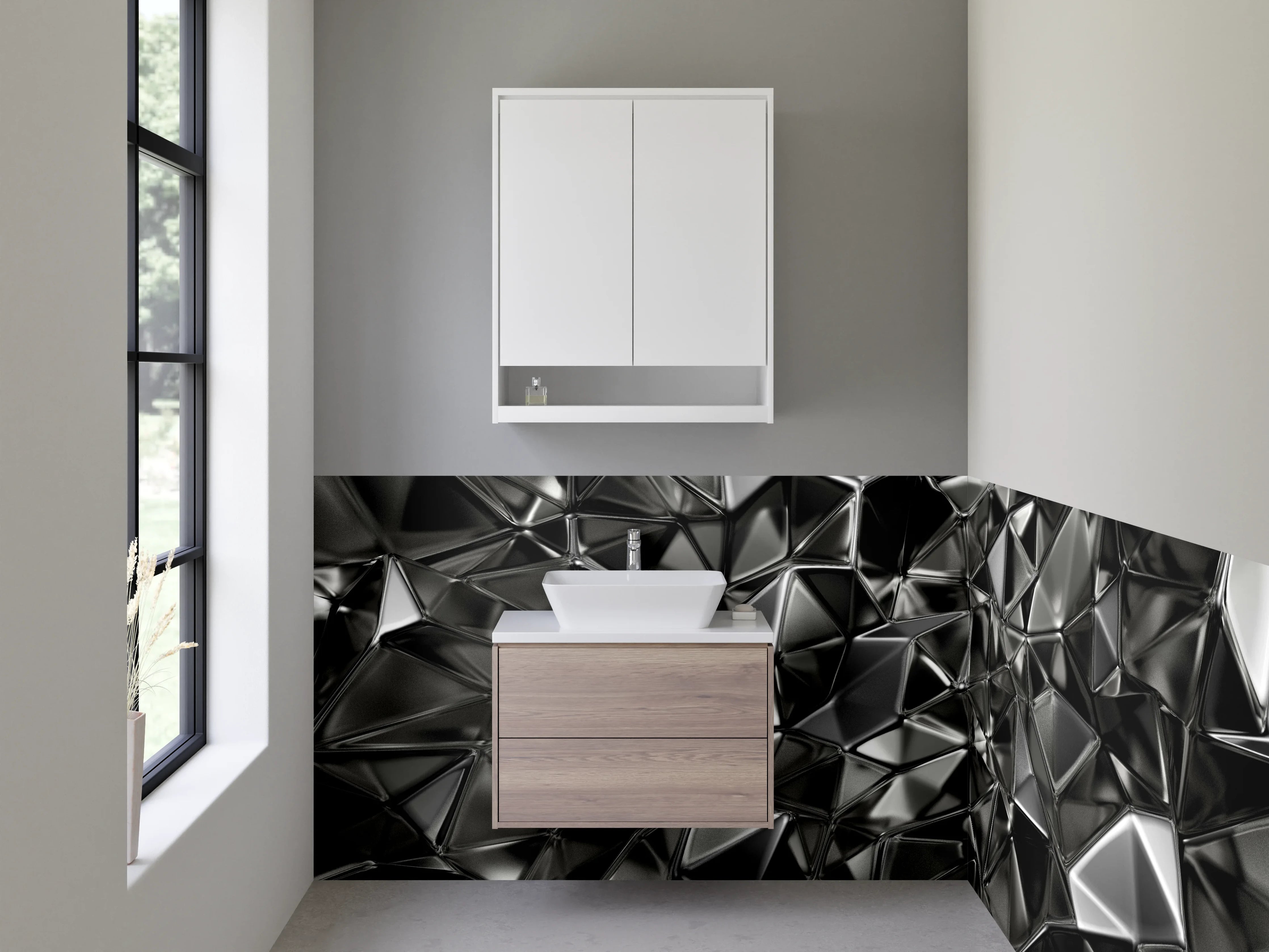 Waschbecken-Rückwand - Abstrakte Metall-Struktur für Küchenrückwand