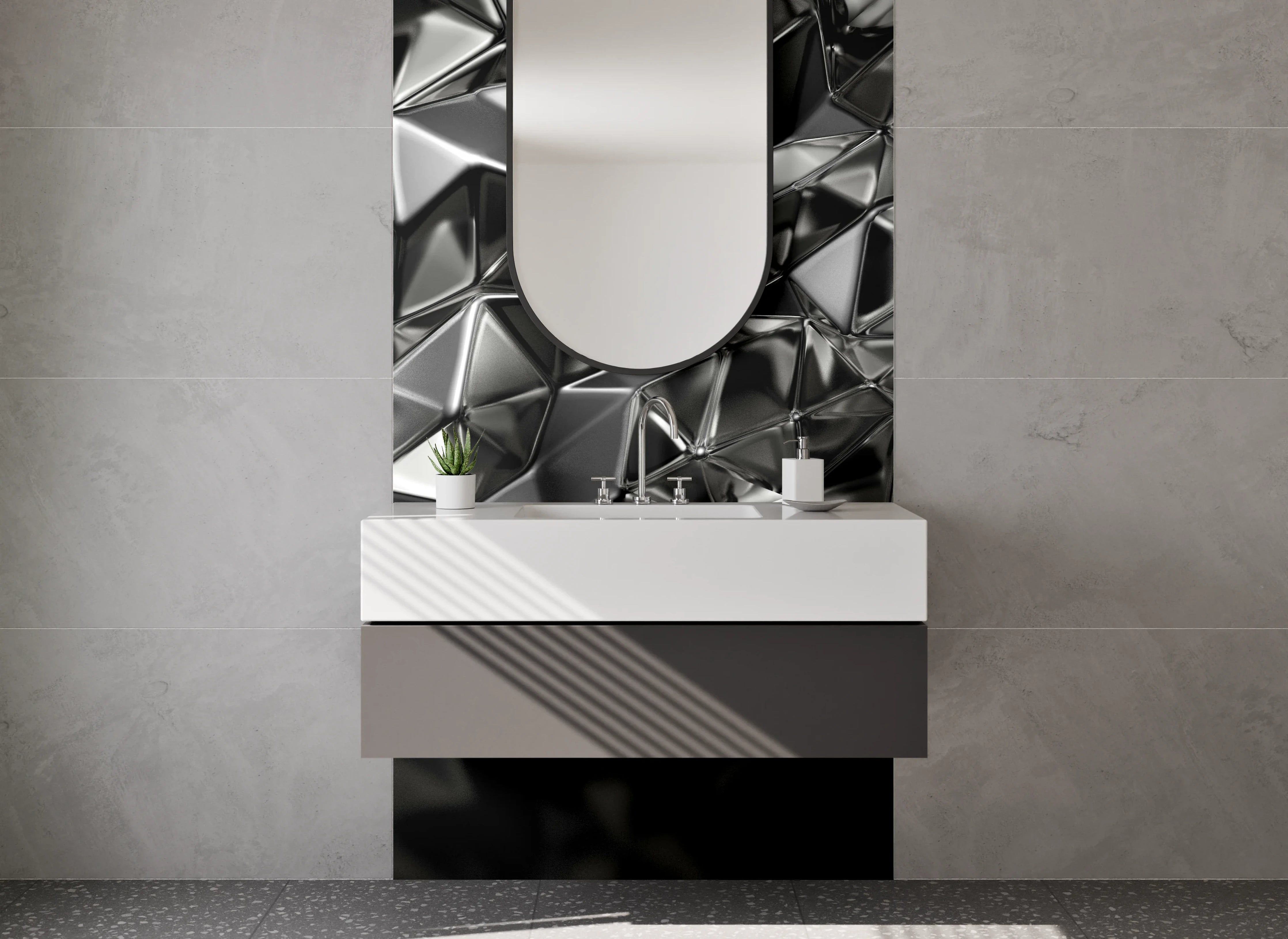 Waschbecken-Rückwand - Abstrakte Metall-Struktur für Küchenrückwand