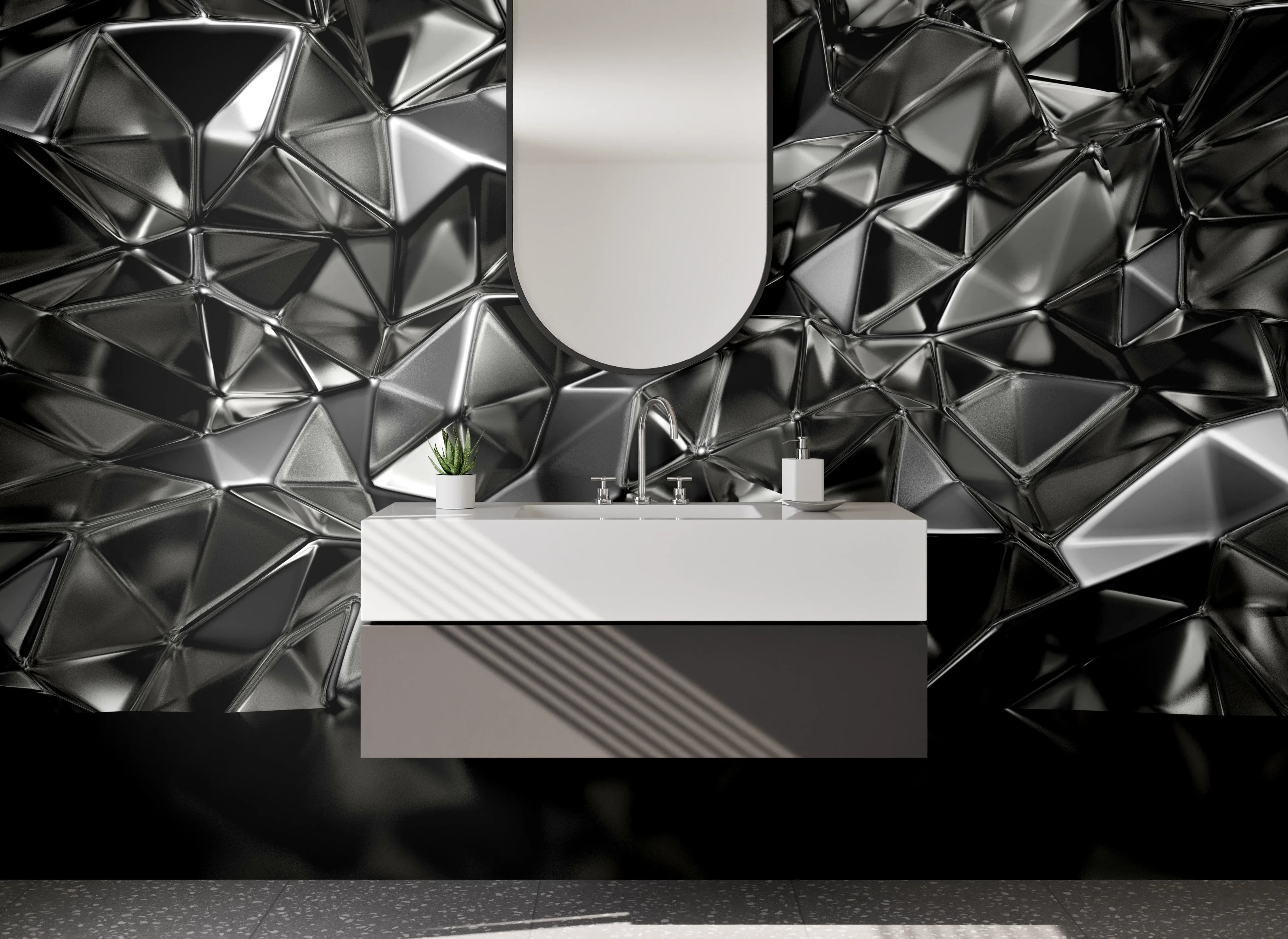 Waschbecken-Rückwand - Abstrakte Metall-Struktur für Küchenrückwand