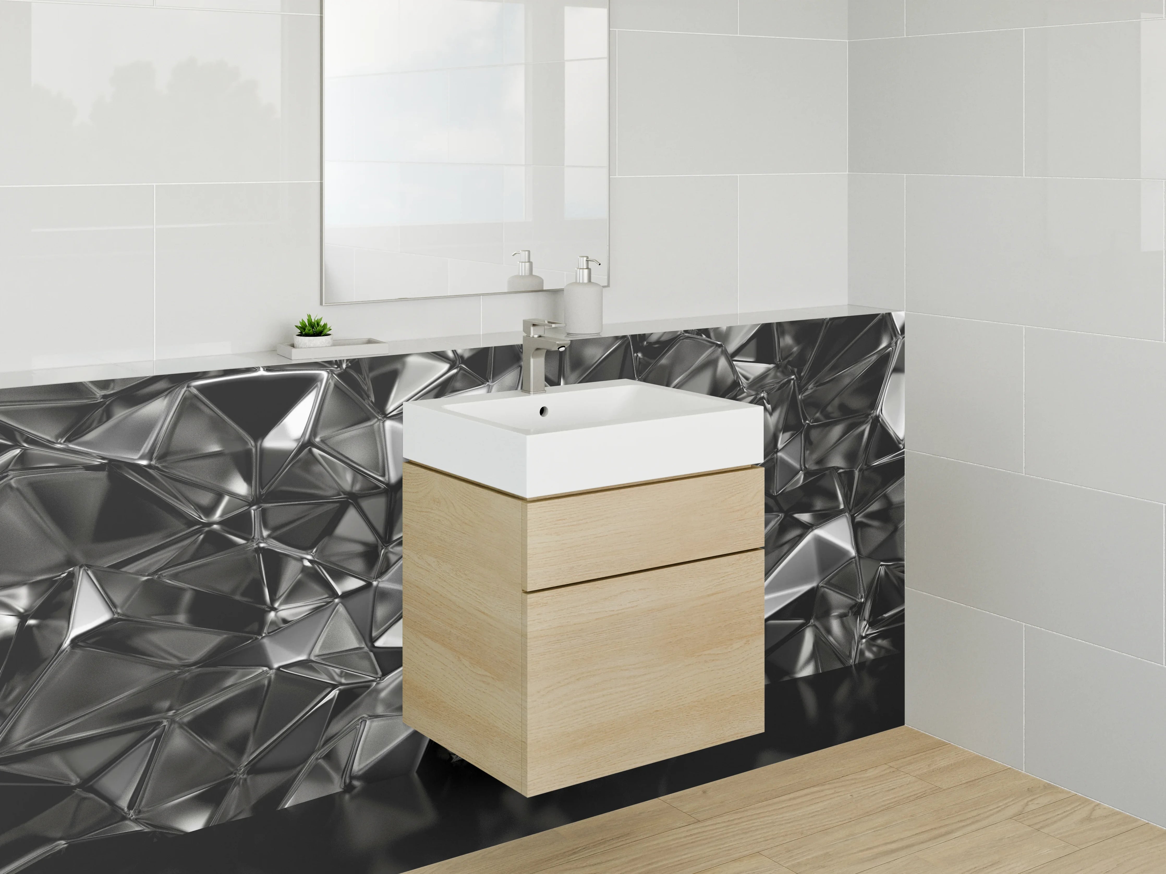 Waschbecken-Rückwand - Abstrakte Metall-Struktur für Küchenrückwand