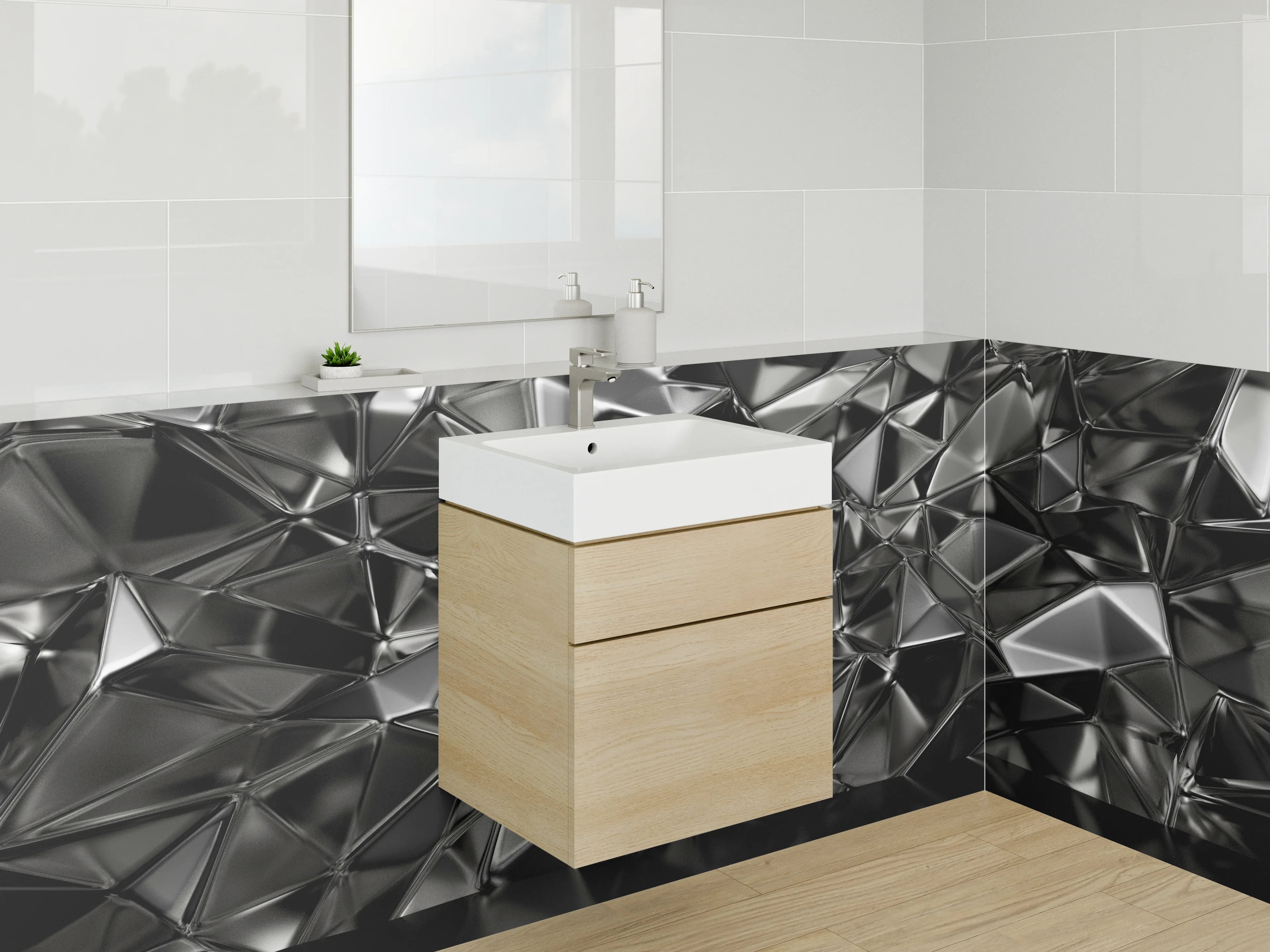 Waschbecken-Rückwand - Abstrakte Metall-Struktur für Küchenrückwand