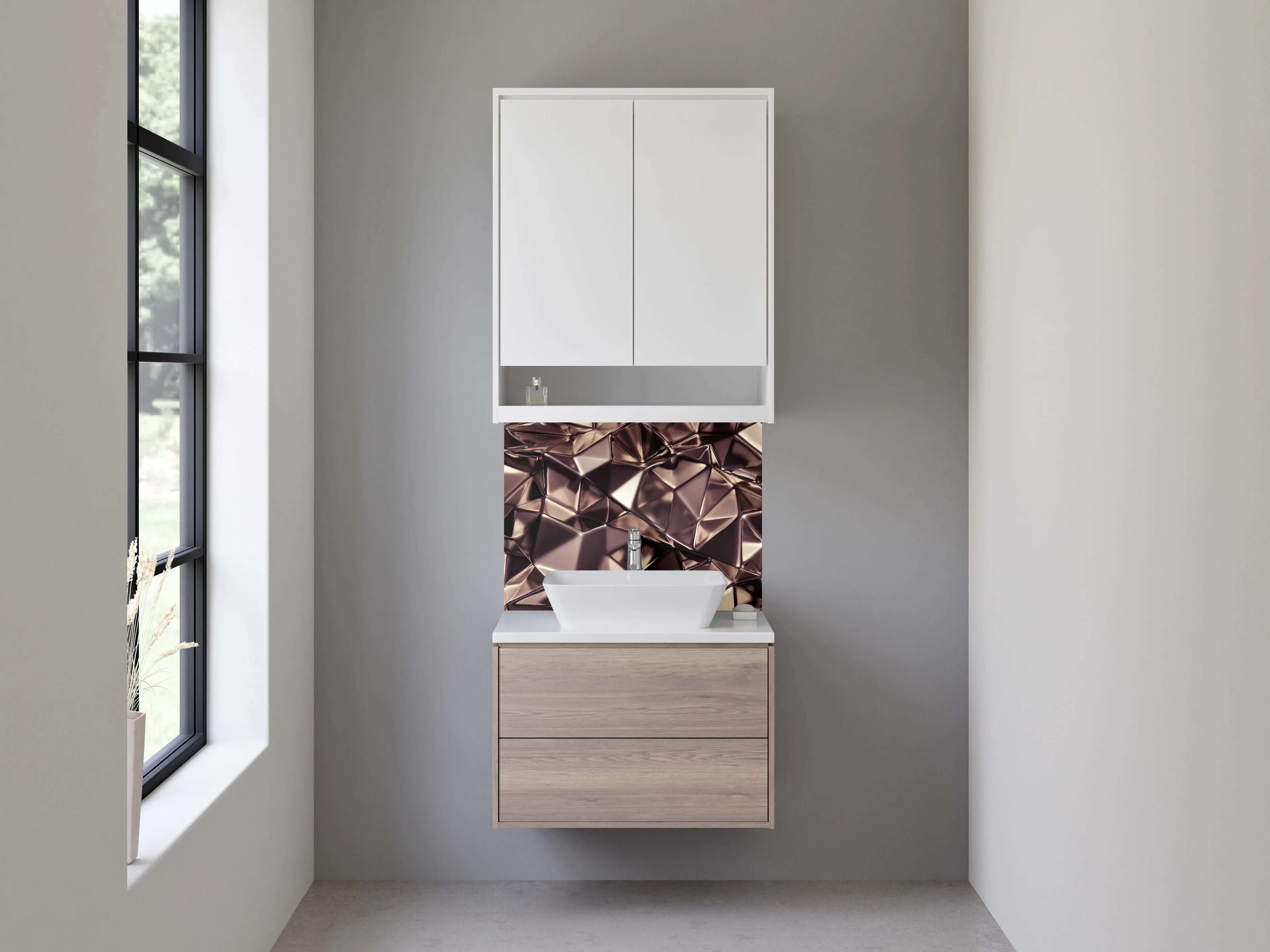 Waschbecken-Rückwand - Abstrakte Metalloptik 3D Fliesen