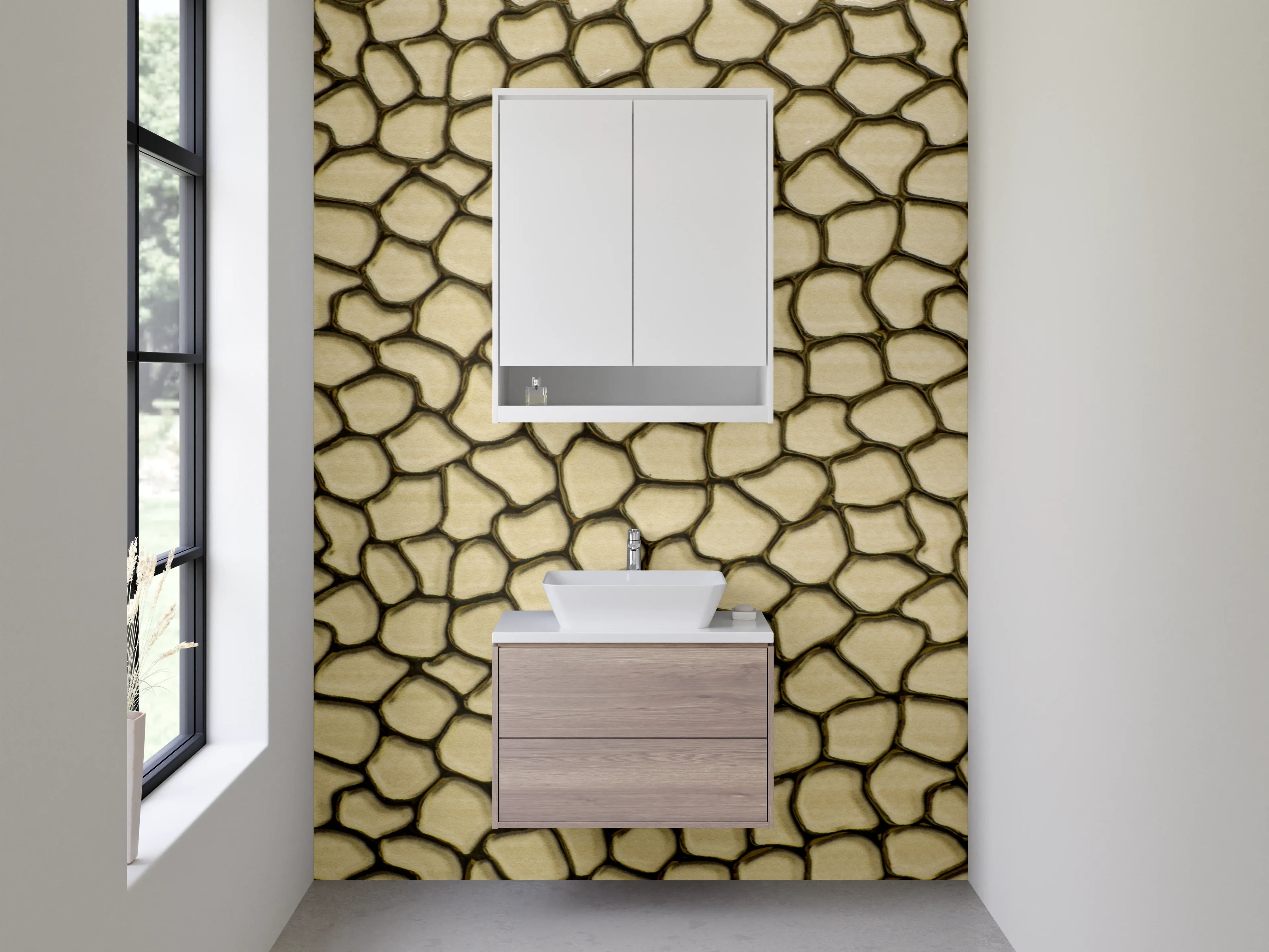 Waschbecken-Rückwand - Abstrakte Mosaikstruktur beige-braun