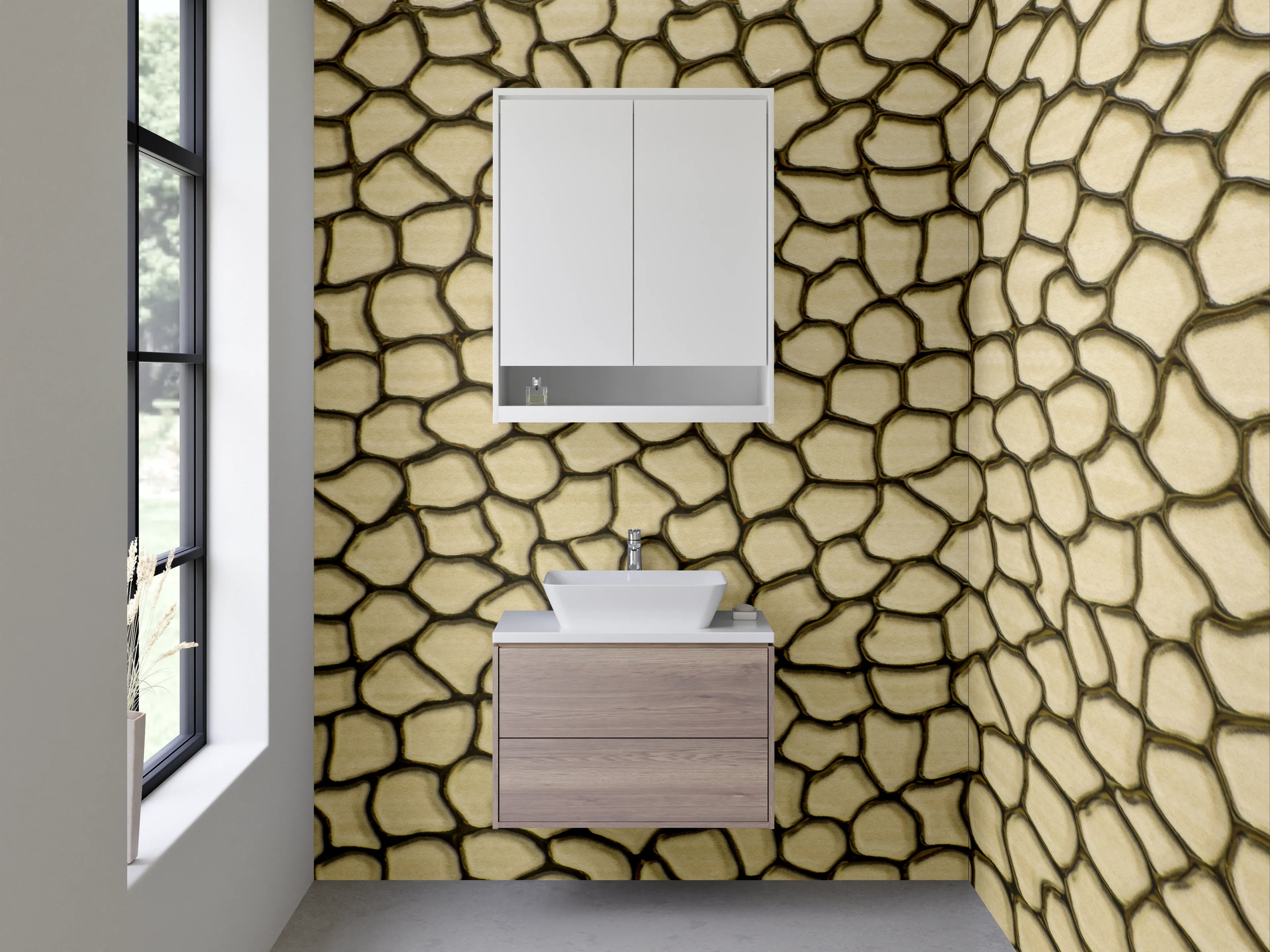 Waschbecken-Rückwand - Abstrakte Mosaikstruktur beige-braun