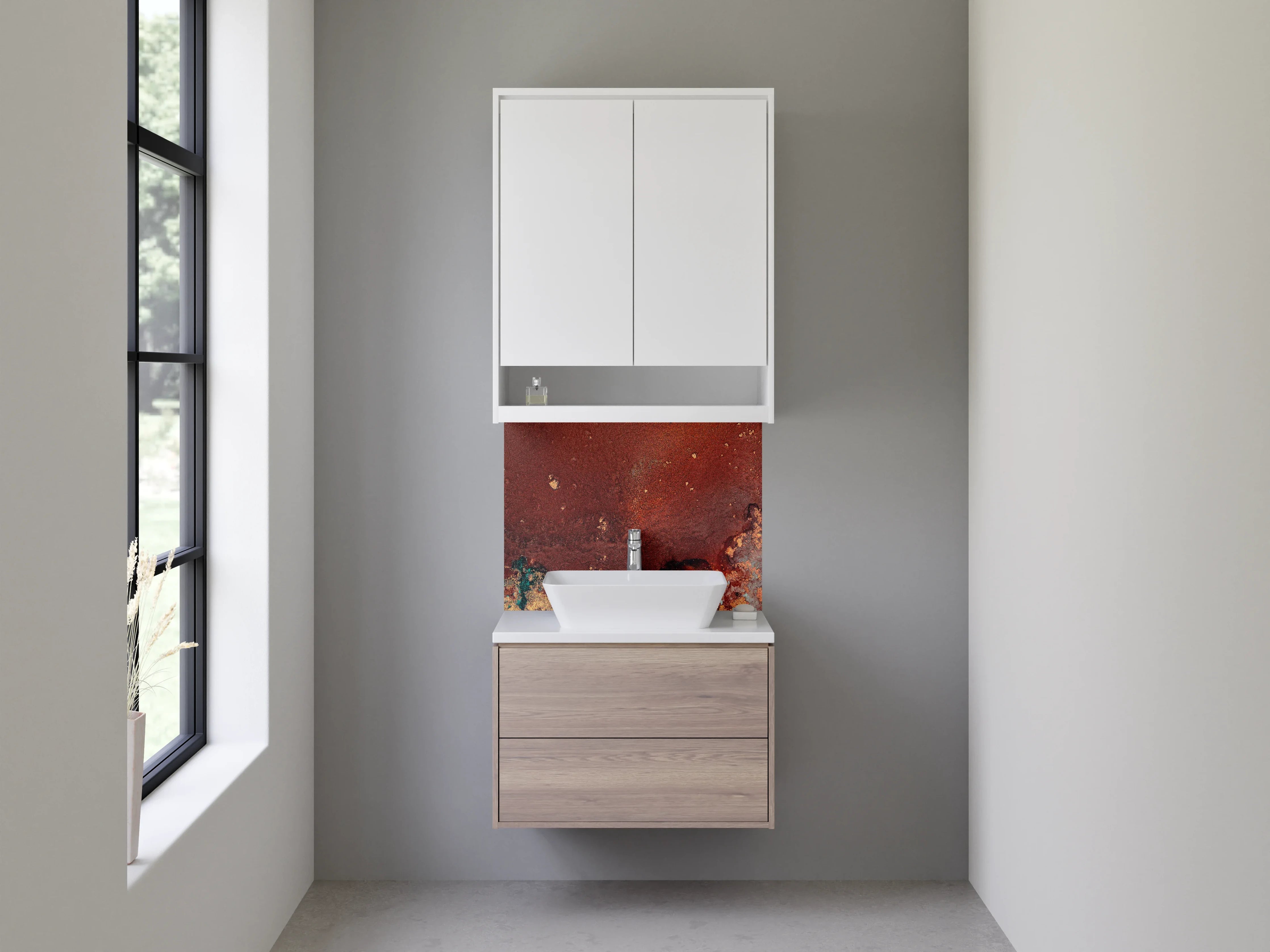 Waschbecken-Rückwand - Abstrakte Rostoptik in Erdtönen