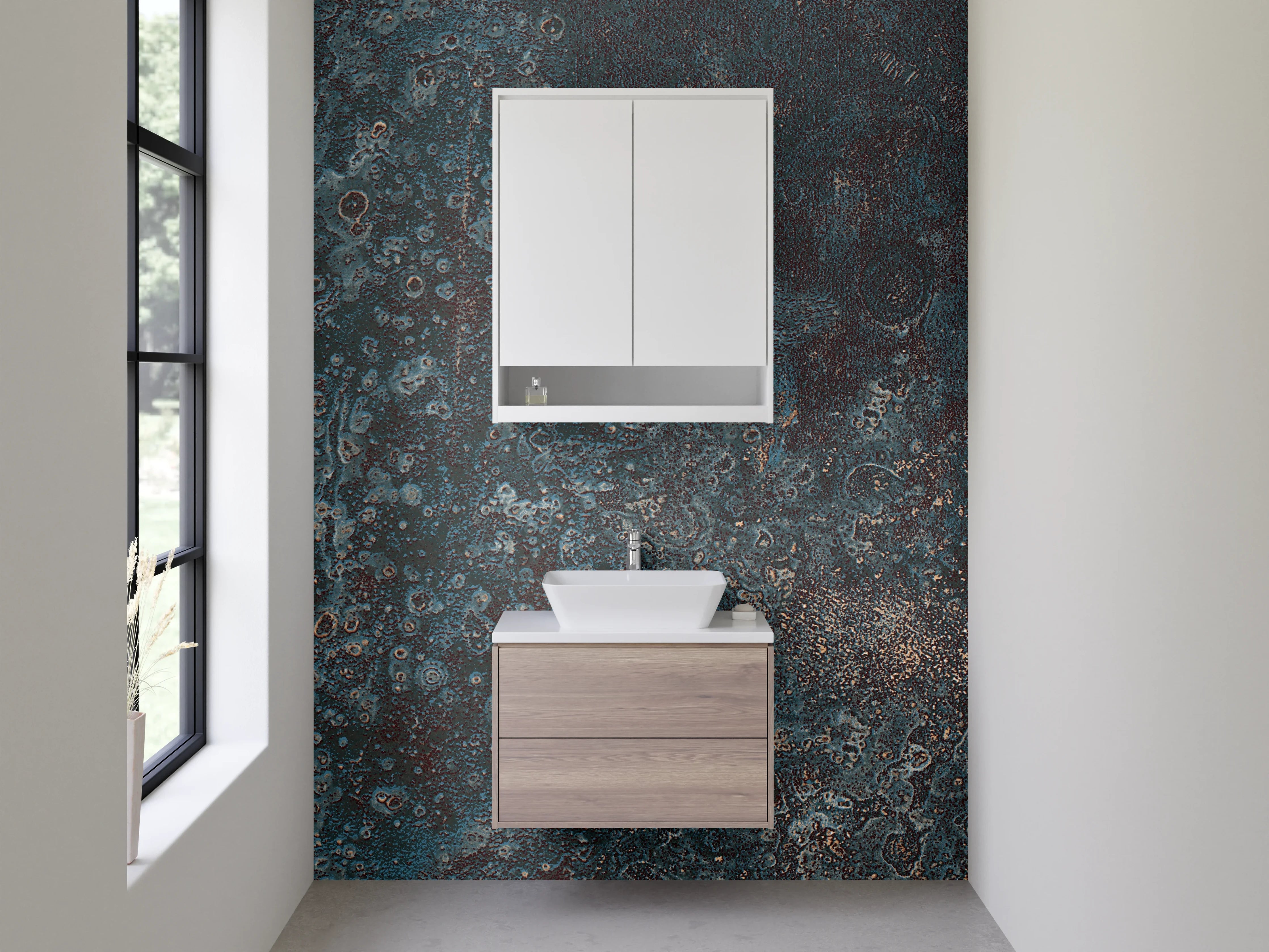 Waschbecken-Rückwand - Abstrakte Steinstruktur in Dunkelblau