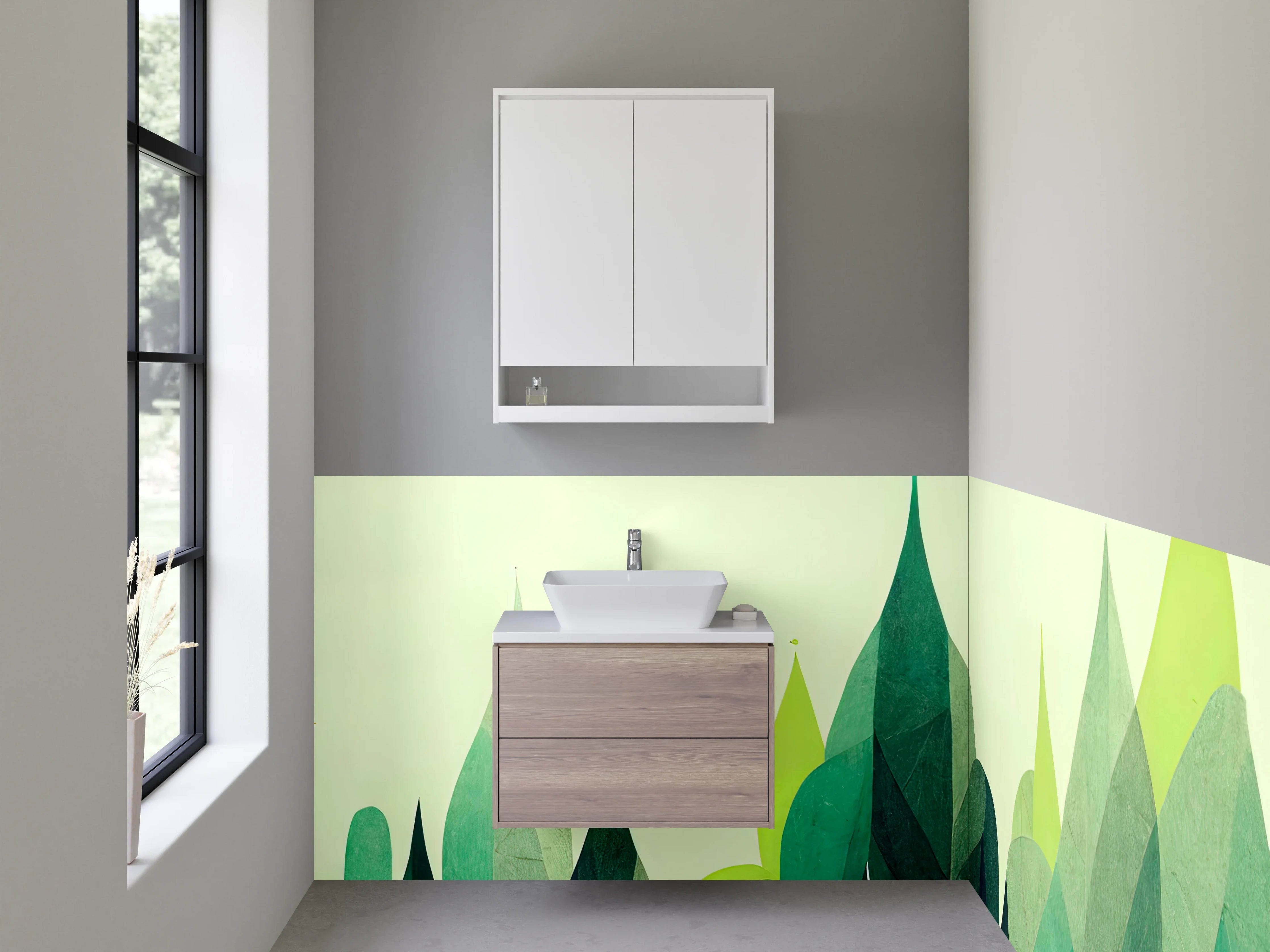 Waschbecken-Rückwand - Abstrakte Wald Landschaft Illustration