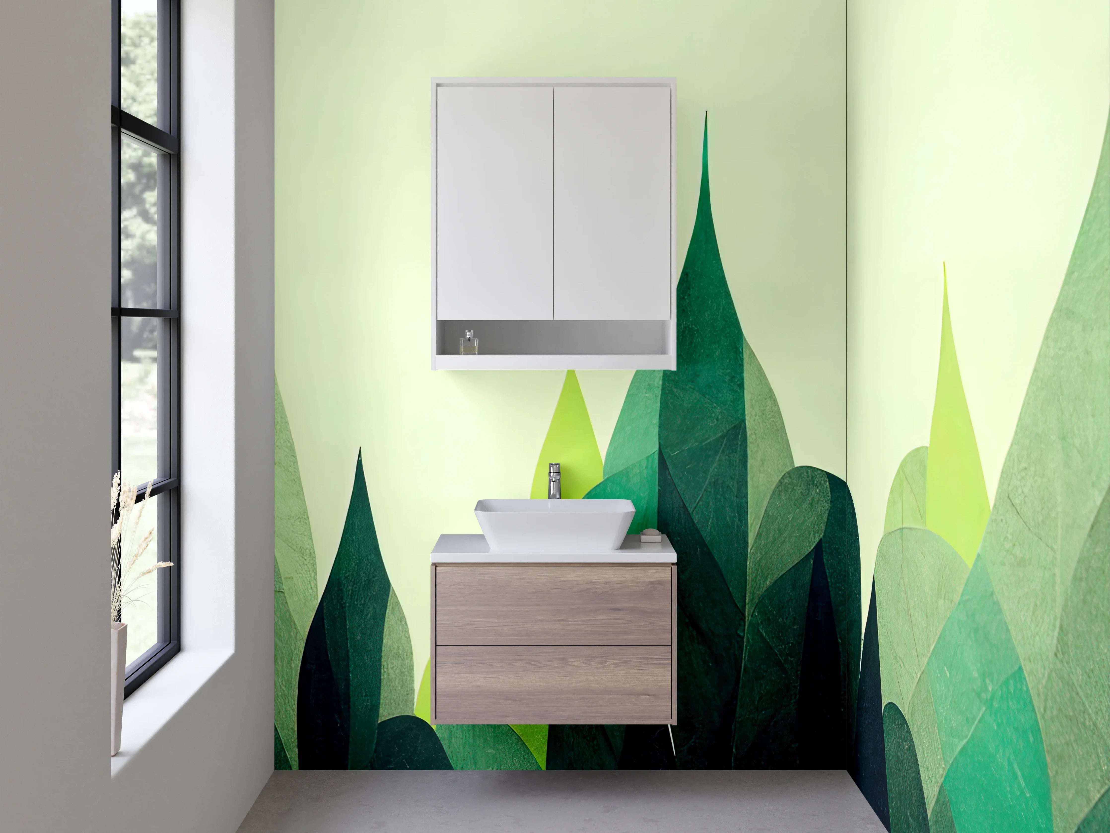 Waschbecken-Rückwand - Abstrakte Wald Landschaft Illustration