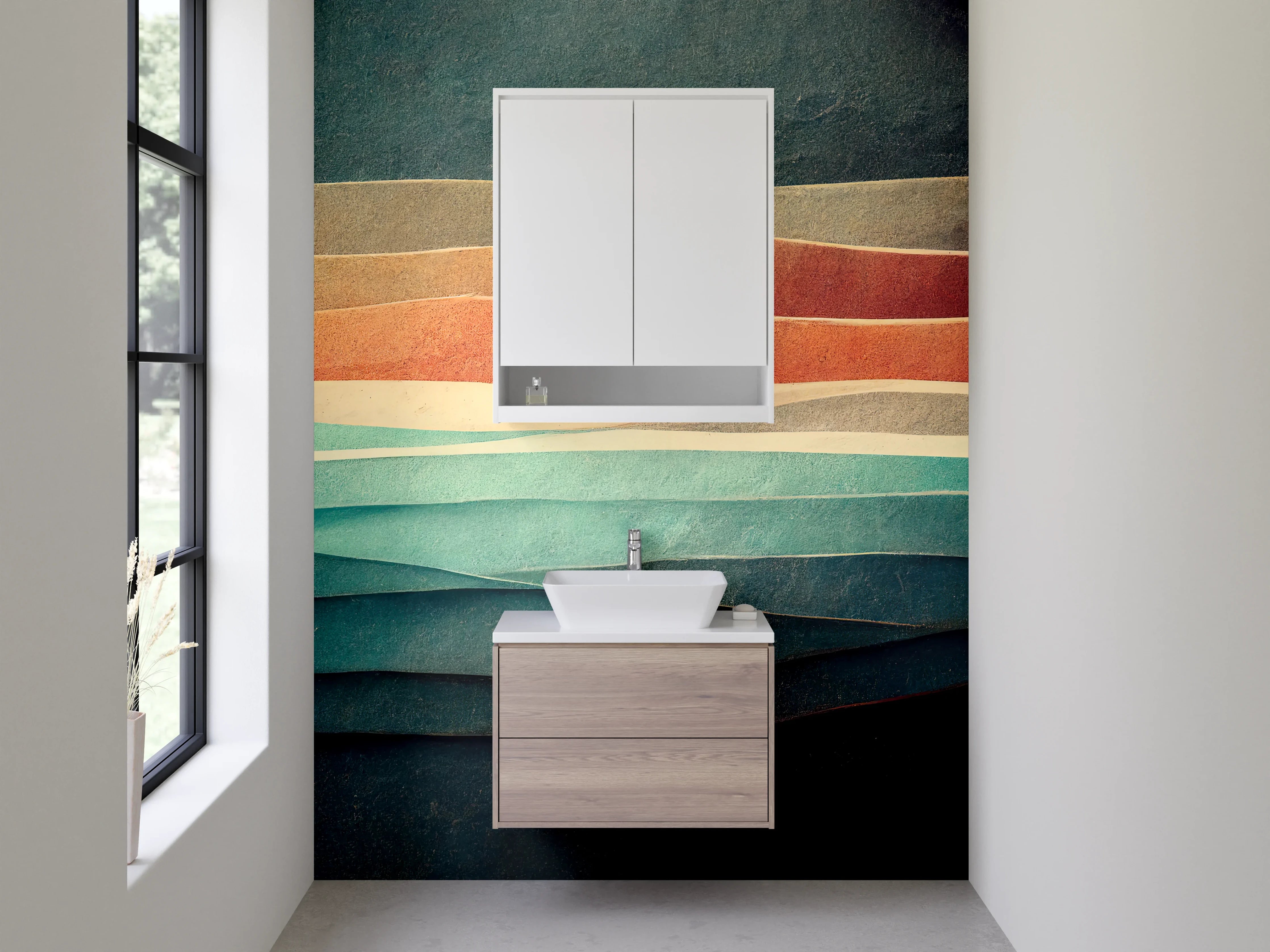Waschbecken-Rückwand - Abstrakte Wellenfarben Kunst