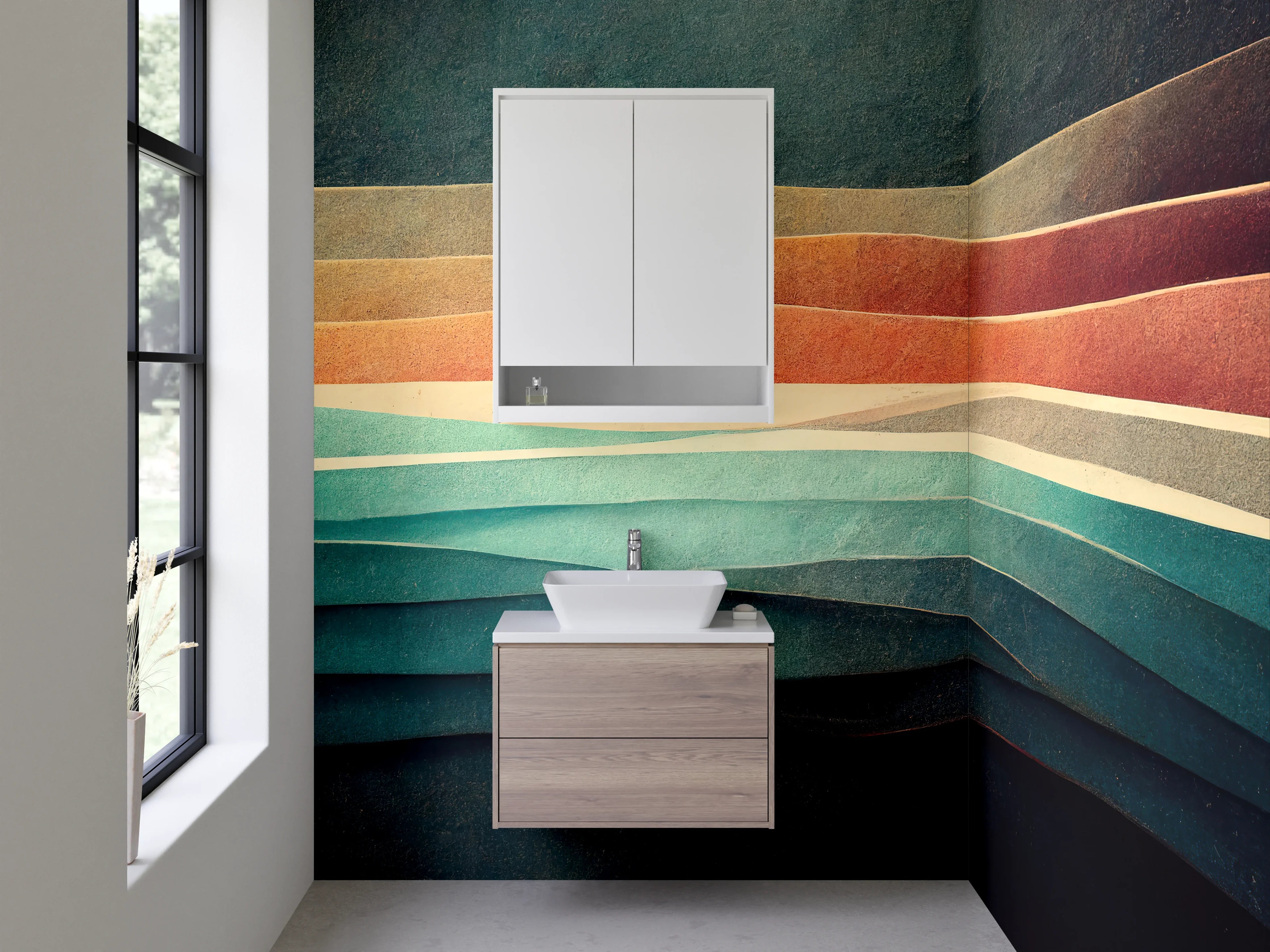 Waschbecken-Rückwand - Abstrakte Wellenfarben Kunst