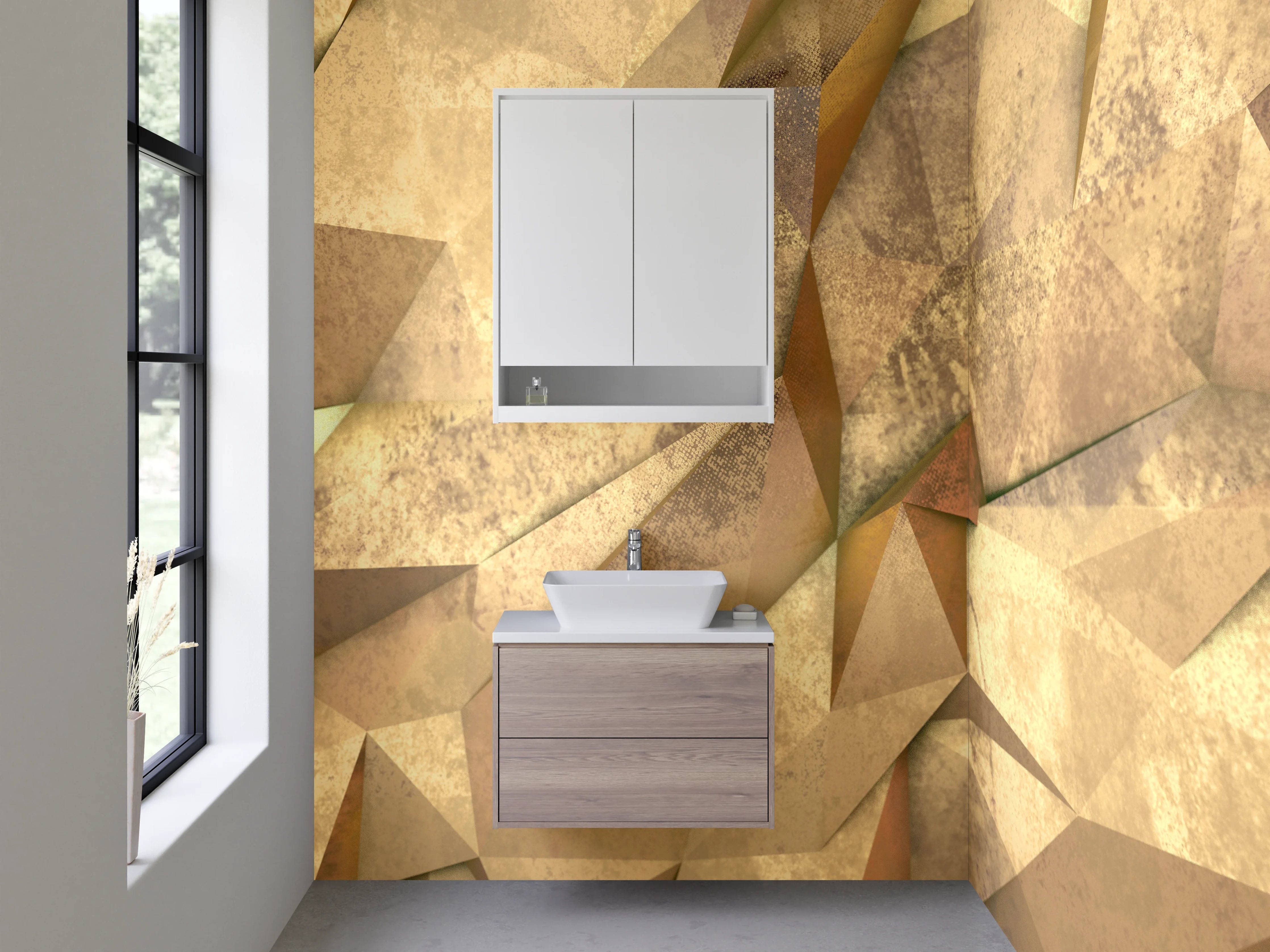 Waschbecken-Rückwand - Abstrakte beige Steinstruktur