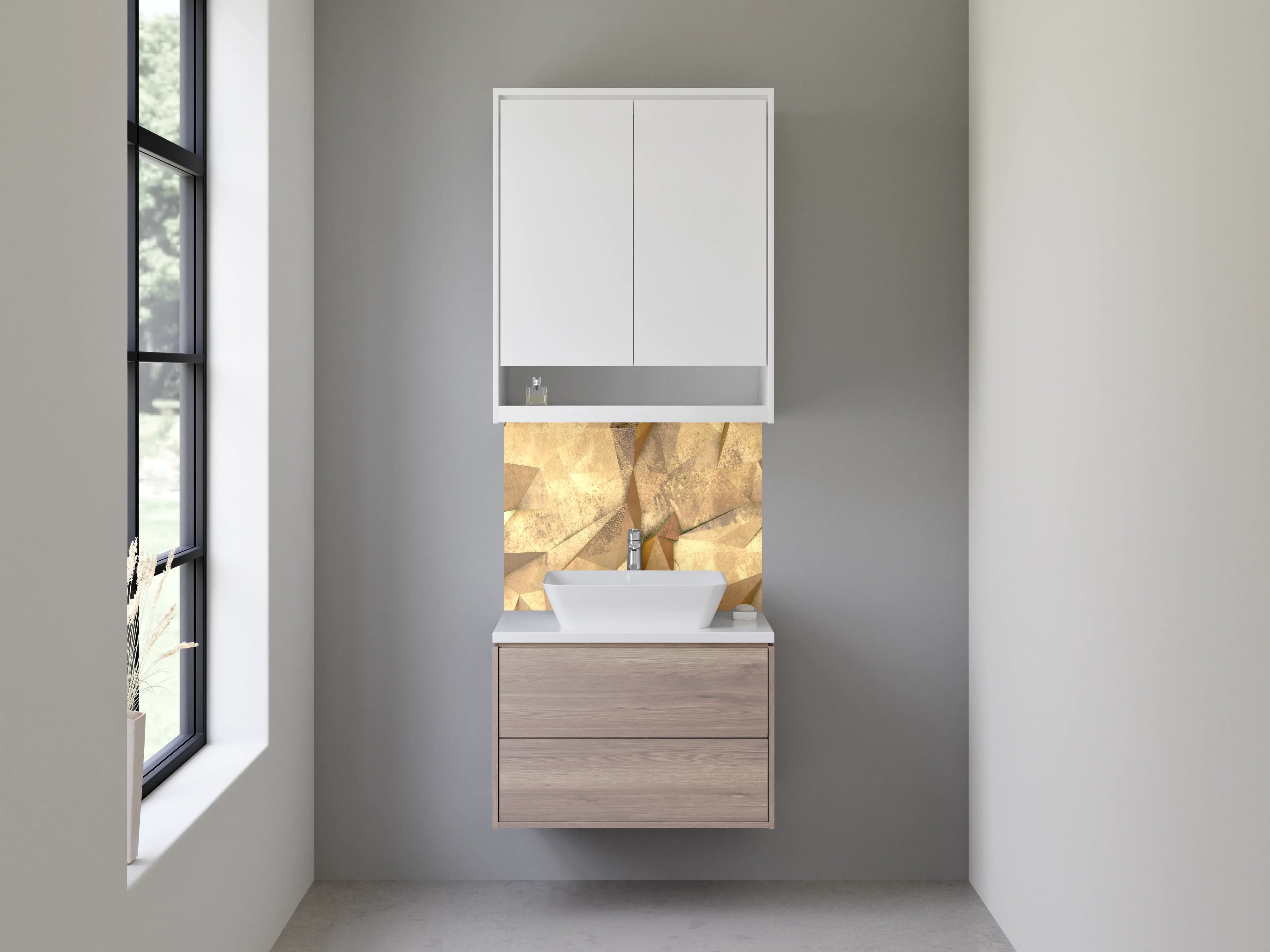 Waschbecken-Rückwand - Abstrakte beige Steinstruktur