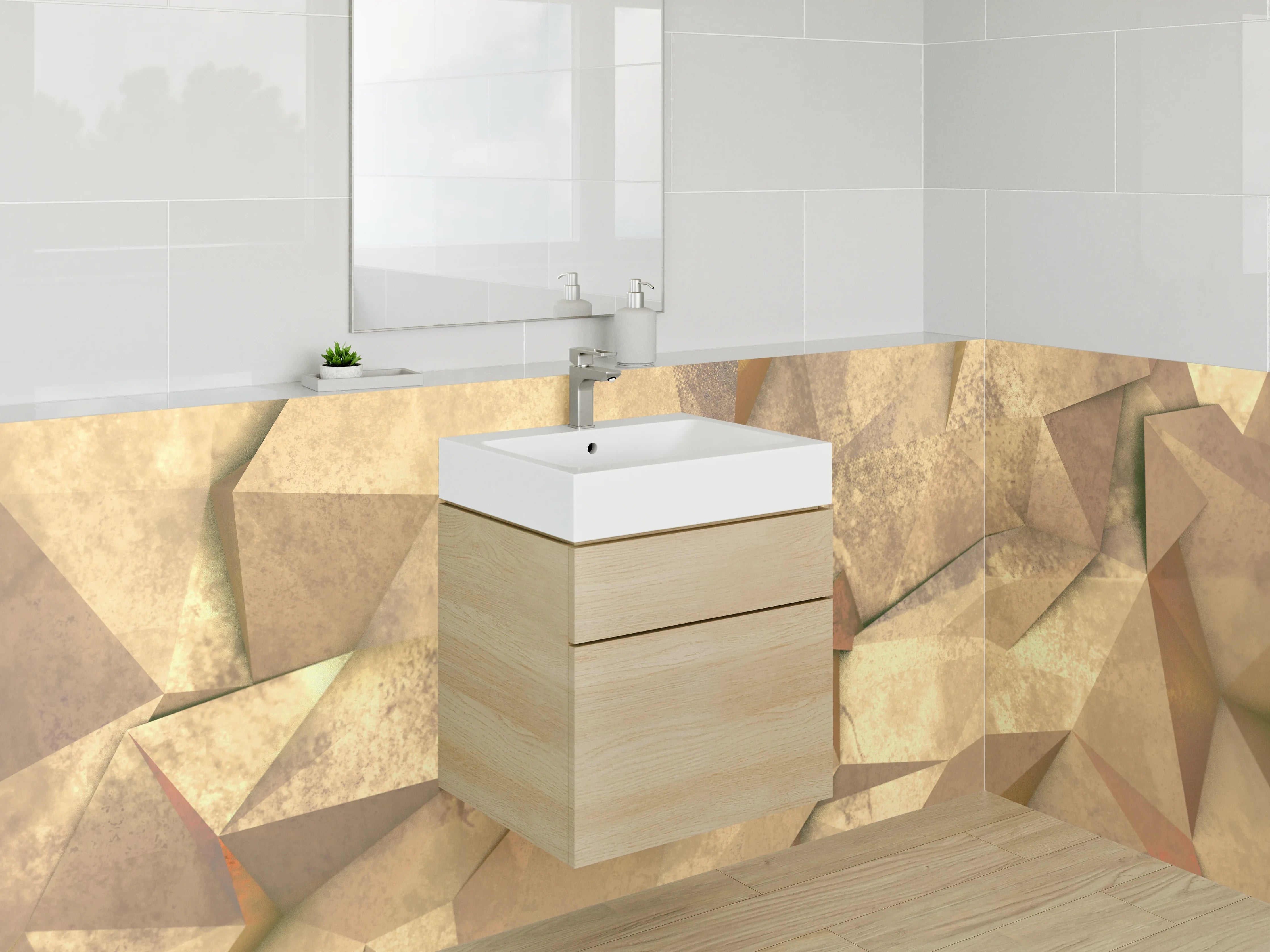 Waschbecken-Rückwand - Abstrakte beige Steinstruktur