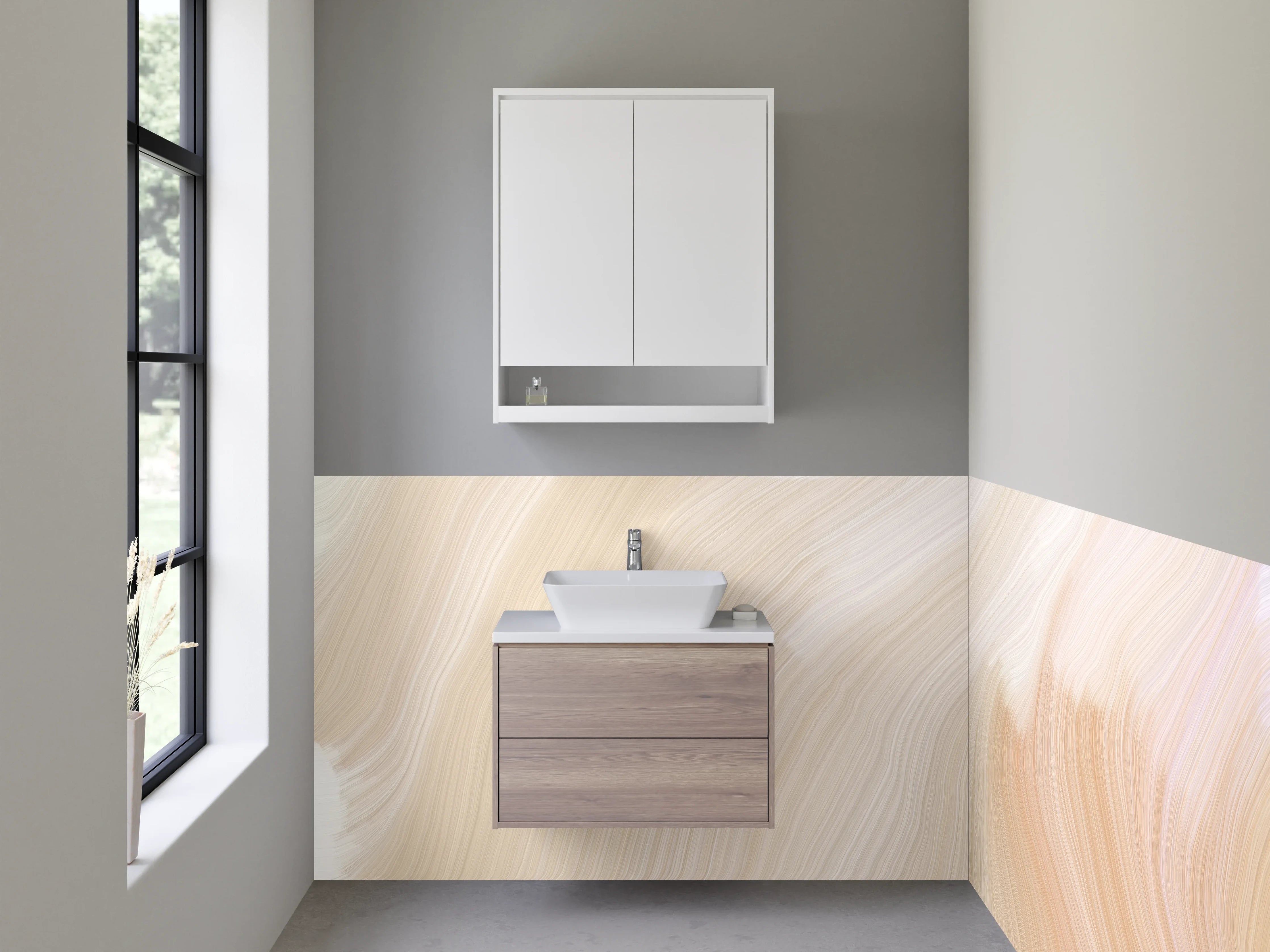 Waschbecken-Rückwand - Abstrakte beige Textur für Rückwände