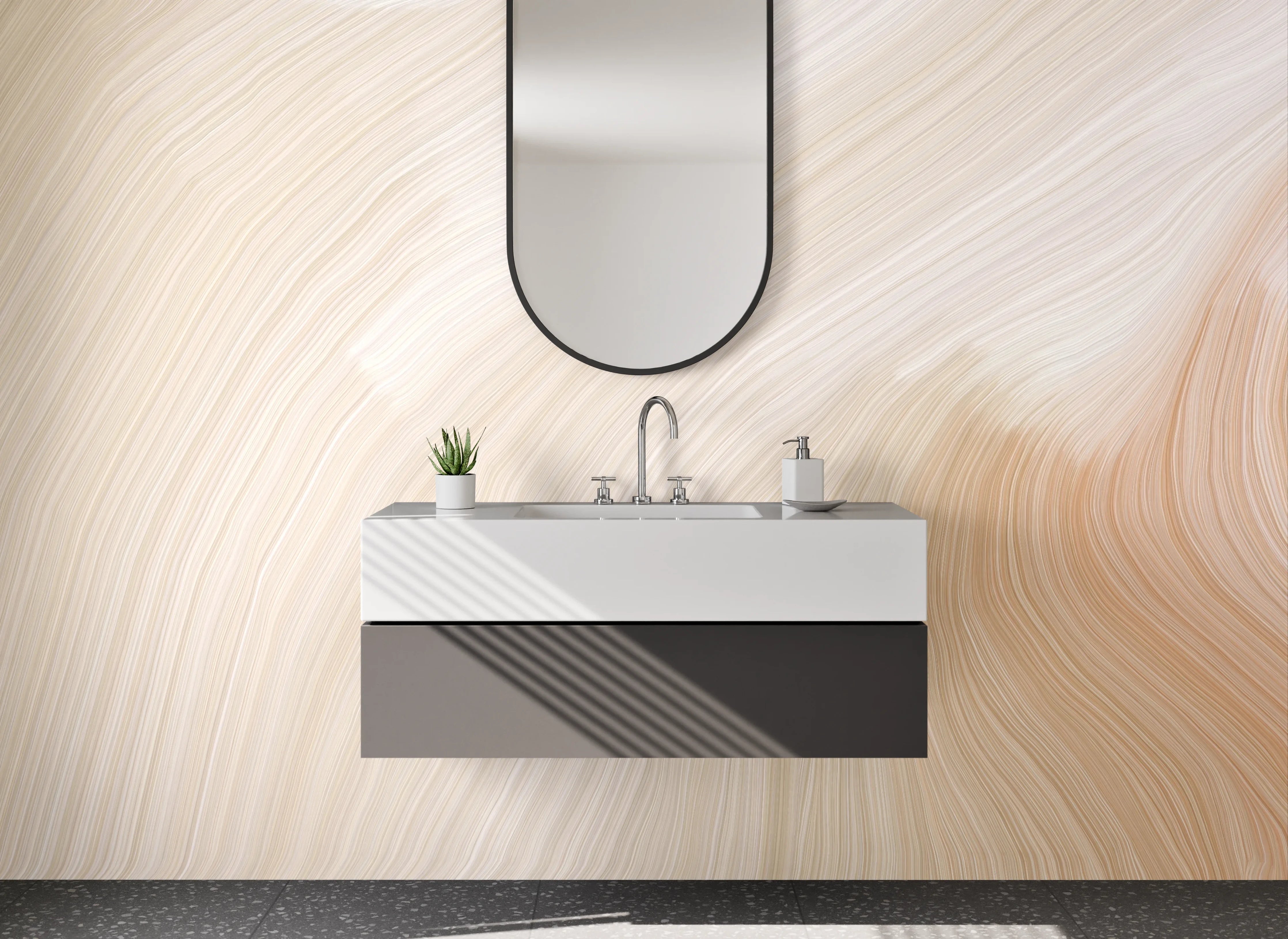 Waschbecken-Rückwand - Abstrakte beige Textur für Rückwände