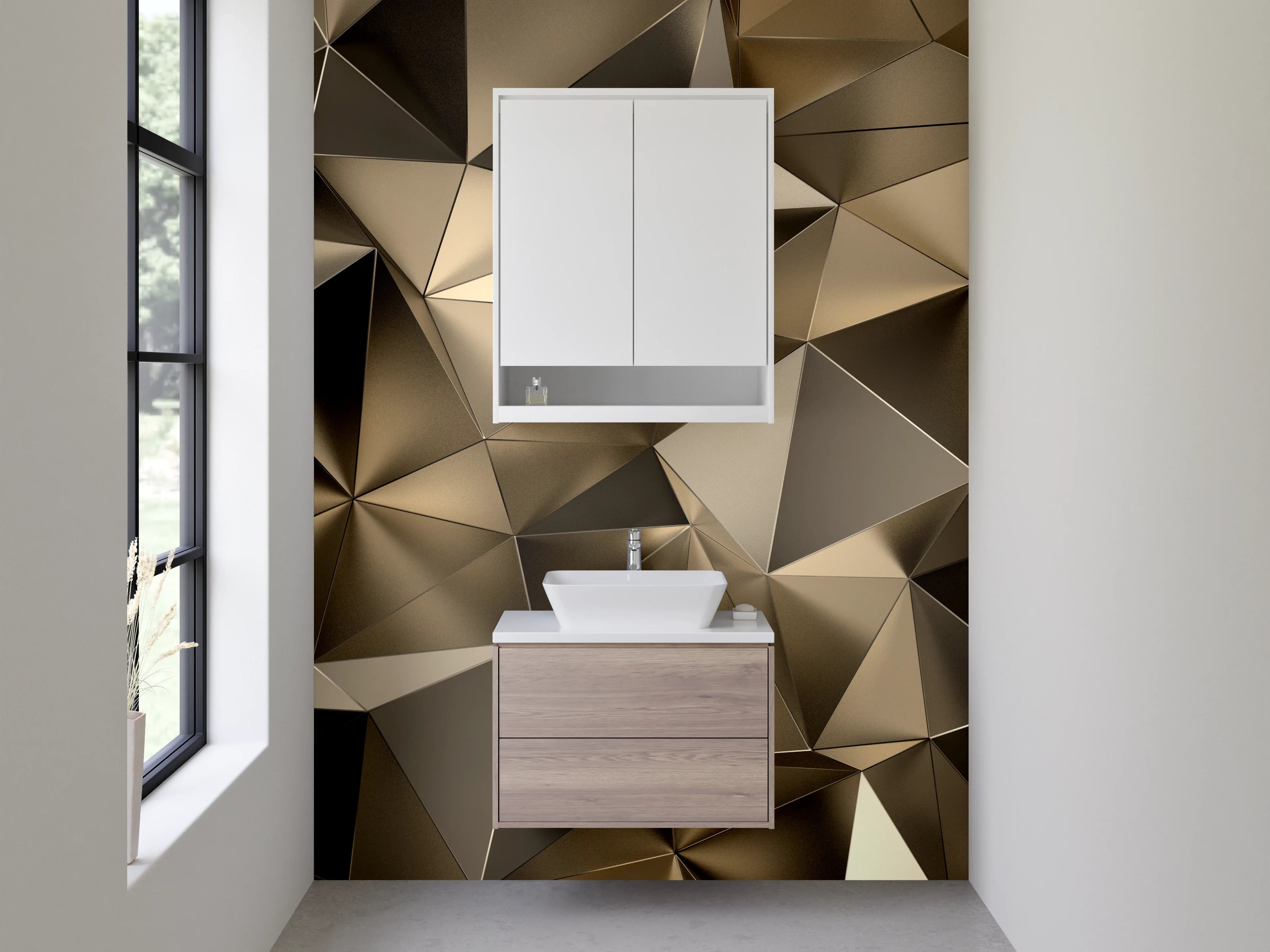 Waschbecken-Rückwand - Abstrakte geometrische Gold-Struktur