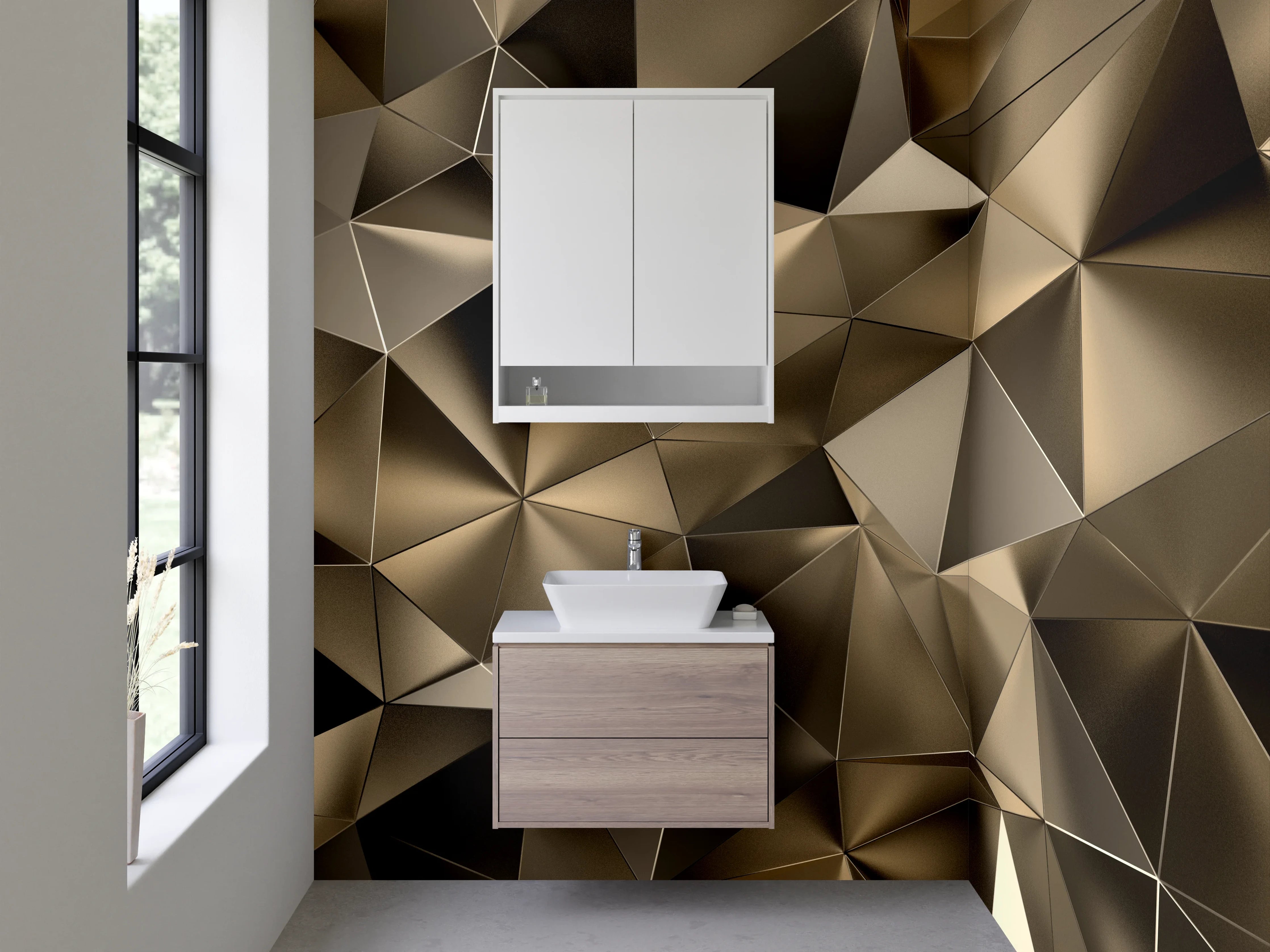 Waschbecken-Rückwand - Abstrakte geometrische Gold-Struktur