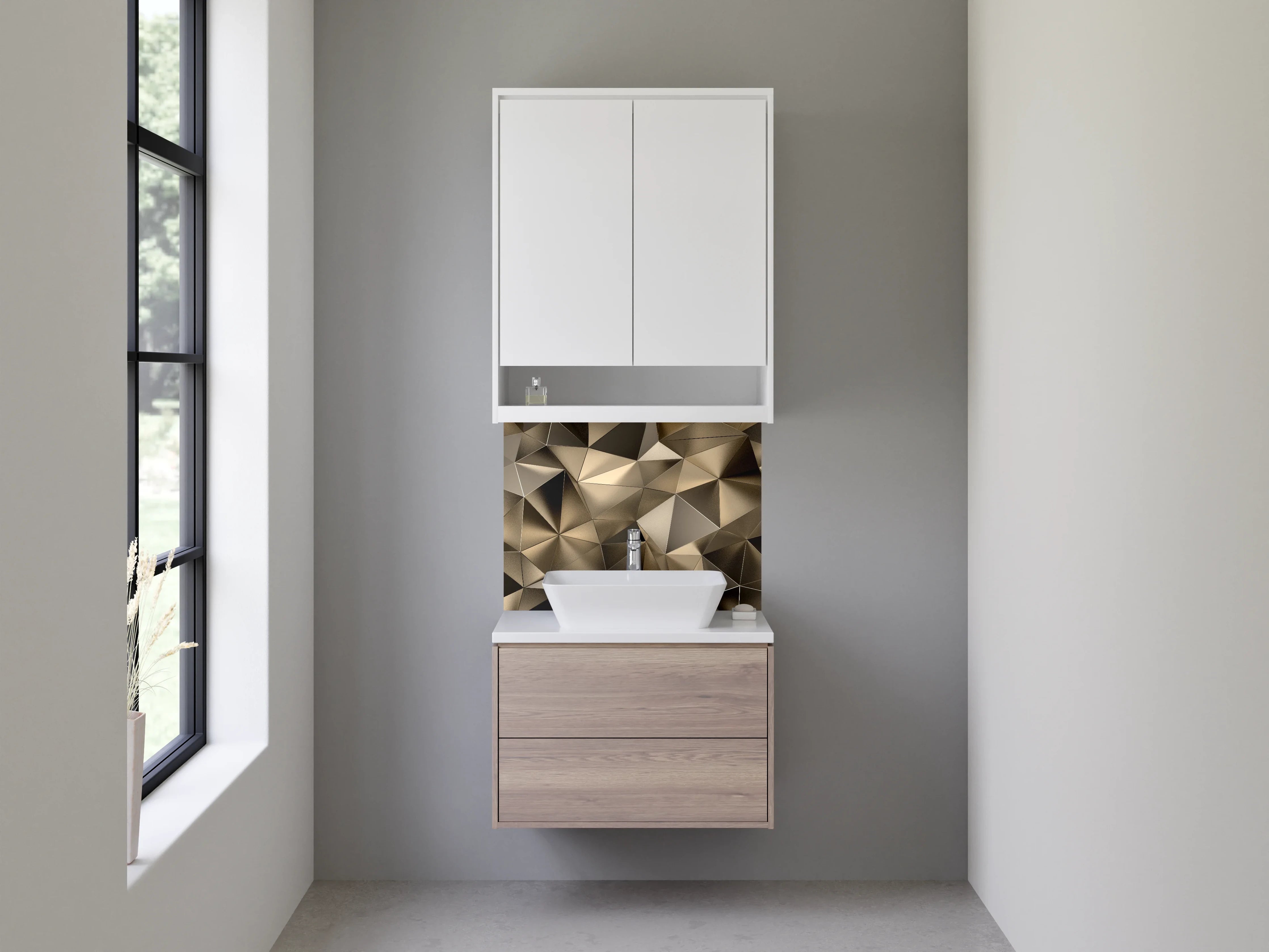 Waschbecken-Rückwand - Abstrakte geometrische Gold-Struktur