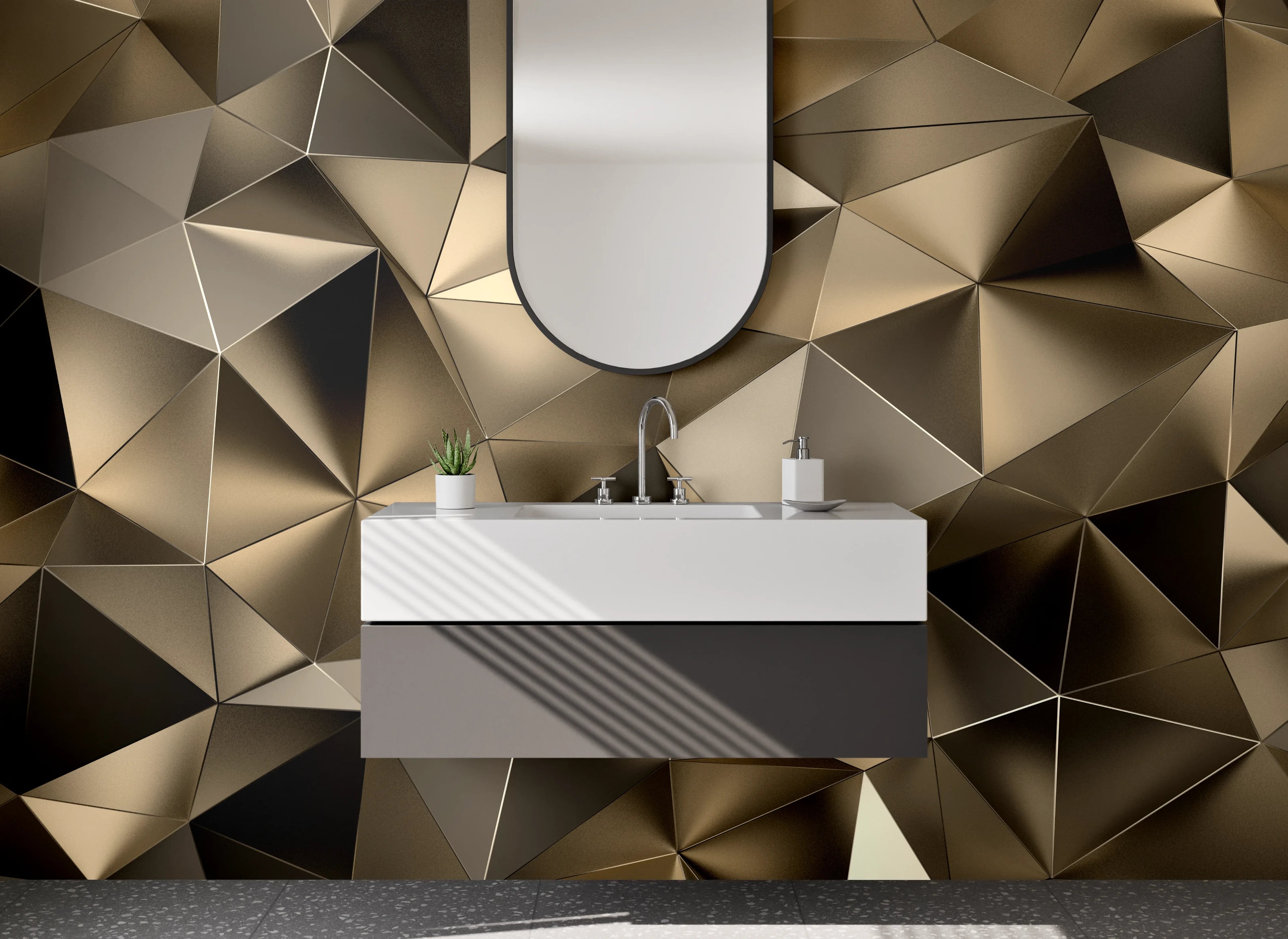 Waschbecken-Rückwand - Abstrakte geometrische Gold-Struktur