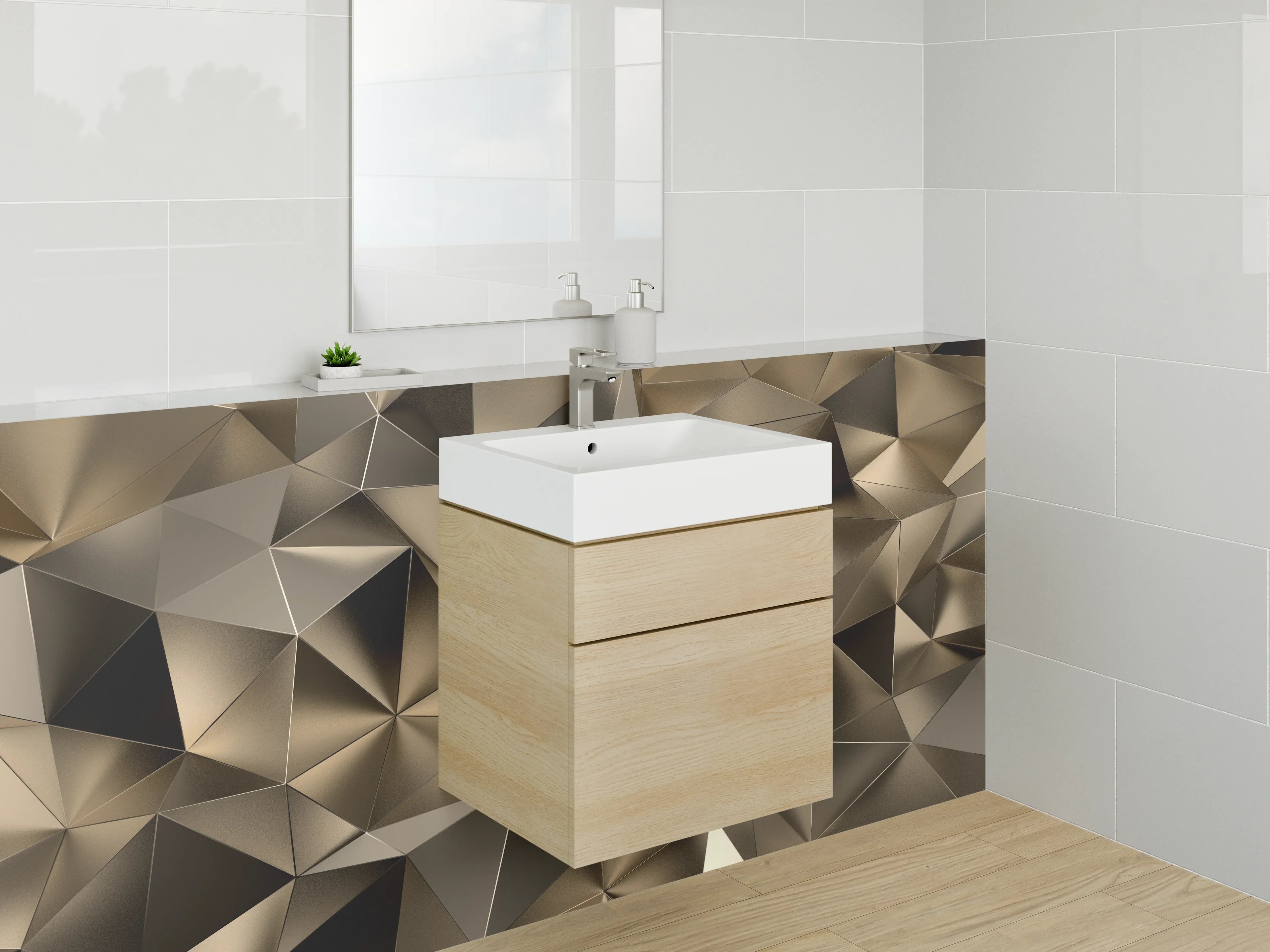 Waschbecken-Rückwand - Abstrakte geometrische Gold-Struktur