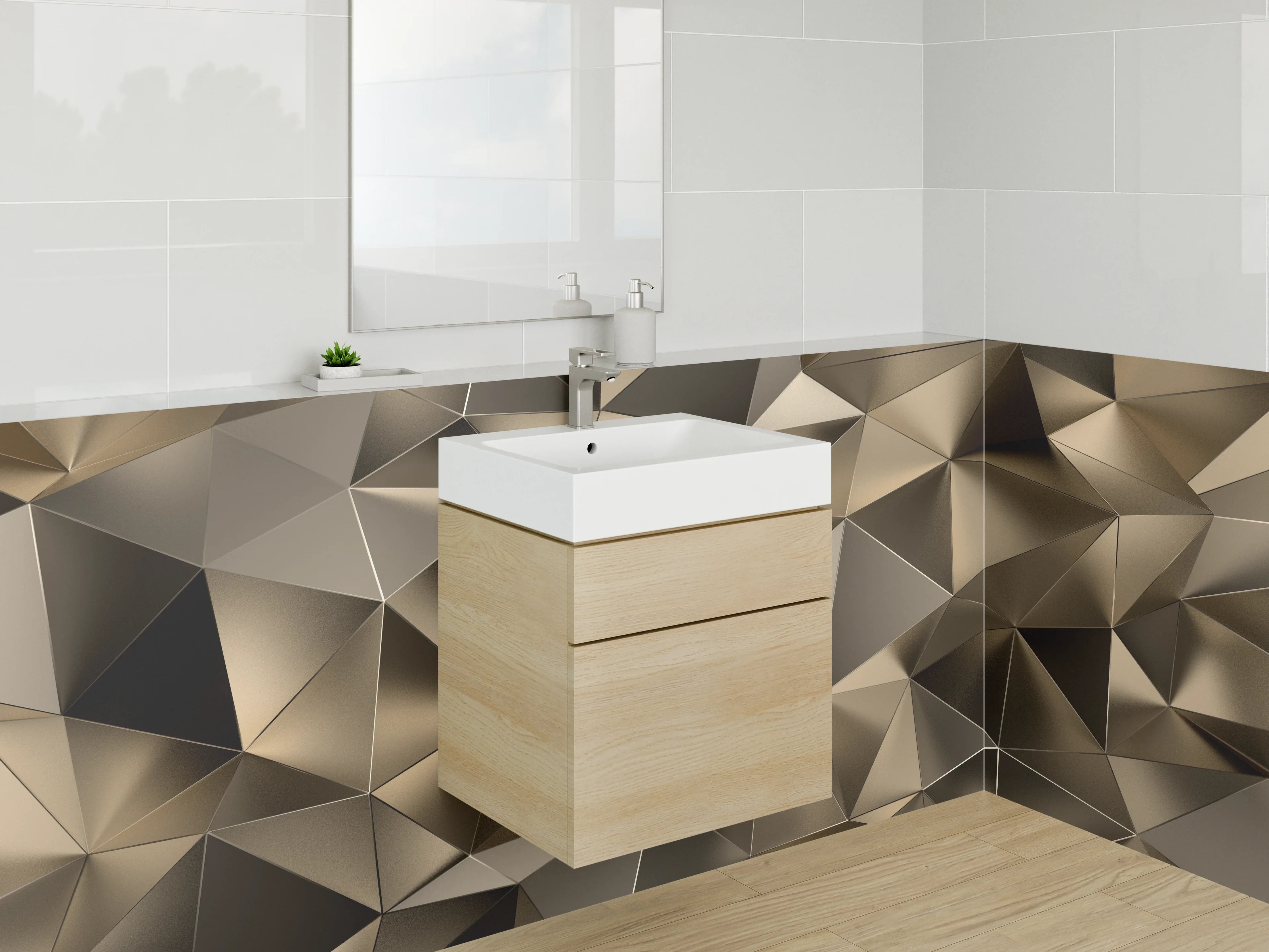 Waschbecken-Rückwand - Abstrakte geometrische Gold-Struktur