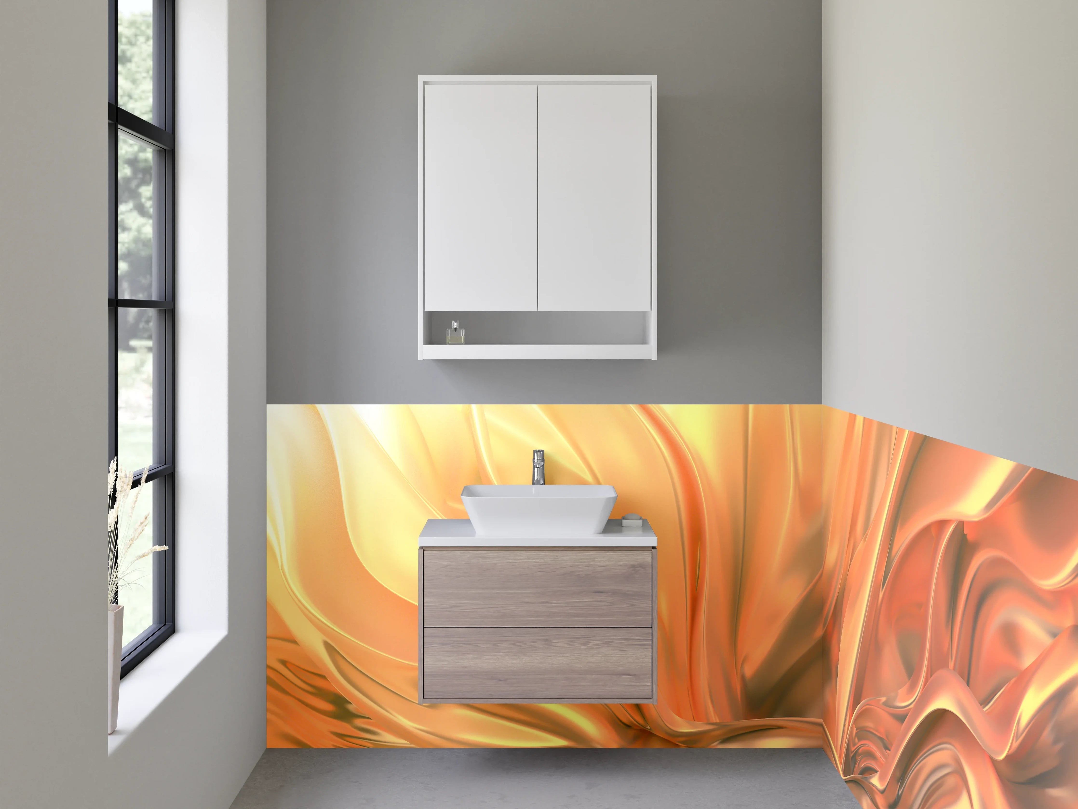 Waschbecken-Rückwand - Abstrakte goldene Eleganz fürs Bad