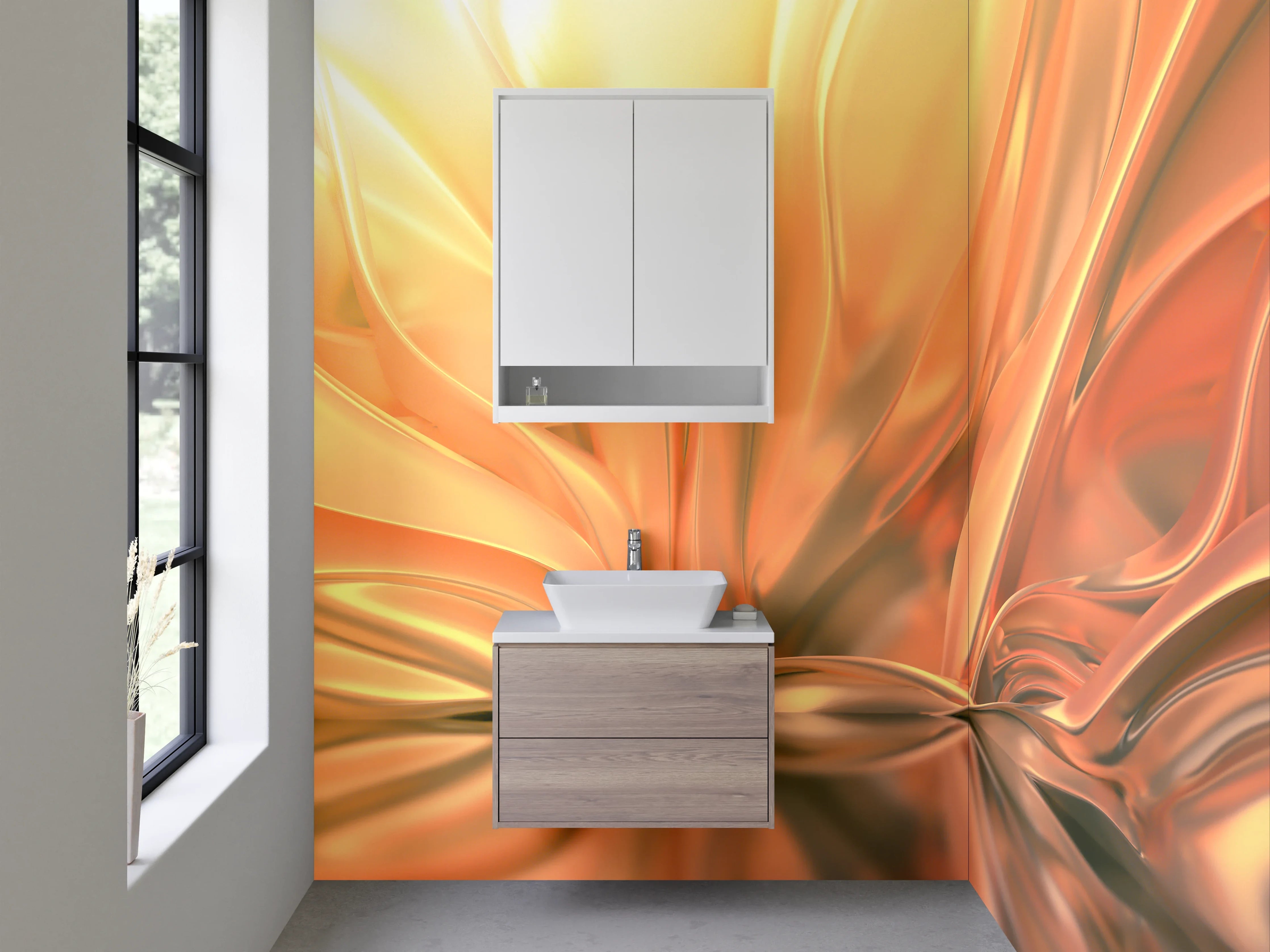 Waschbecken-Rückwand - Abstrakte goldene Eleganz fürs Bad