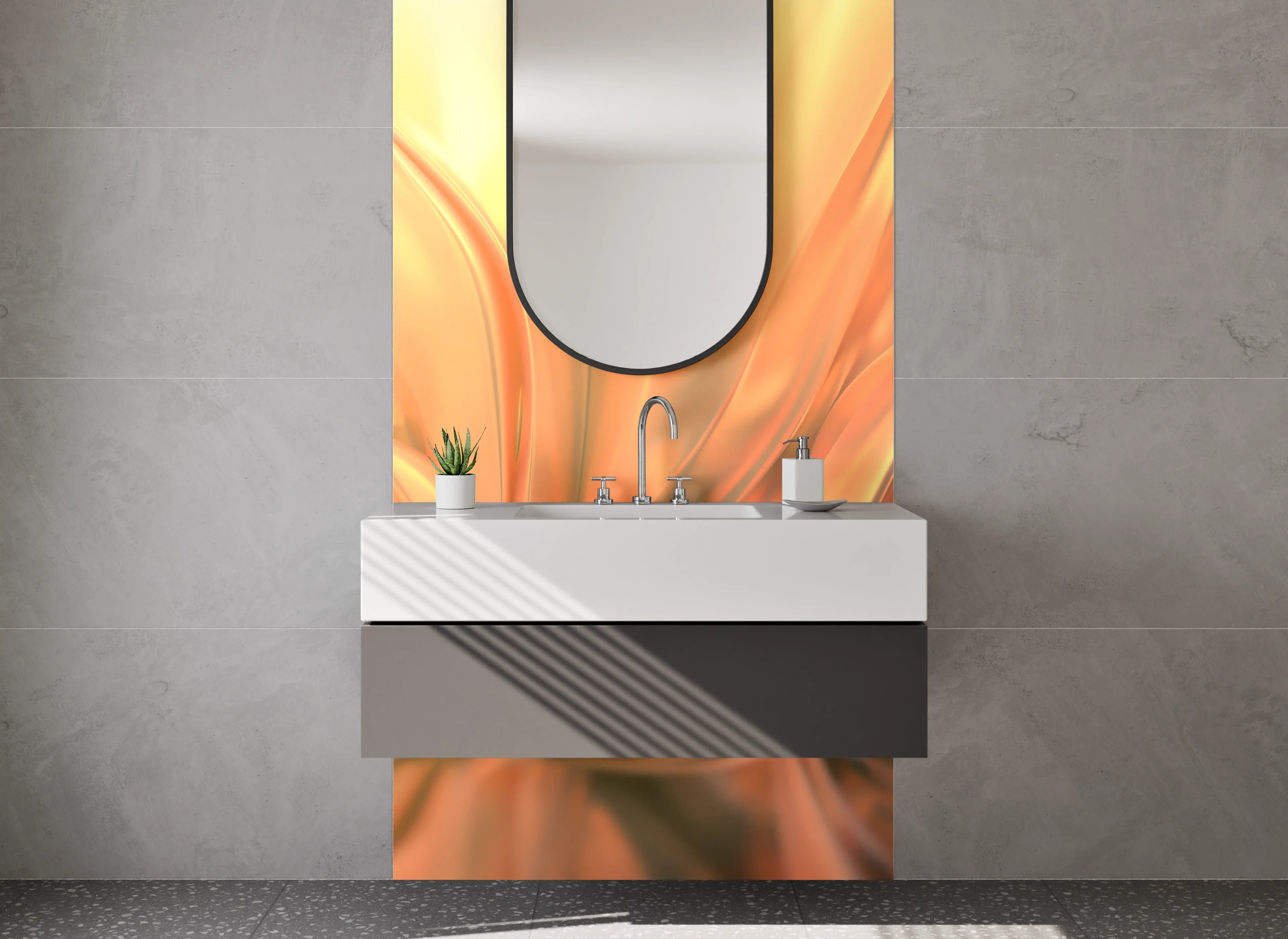 Waschbecken-Rückwand - Abstrakte goldene Eleganz fürs Bad
