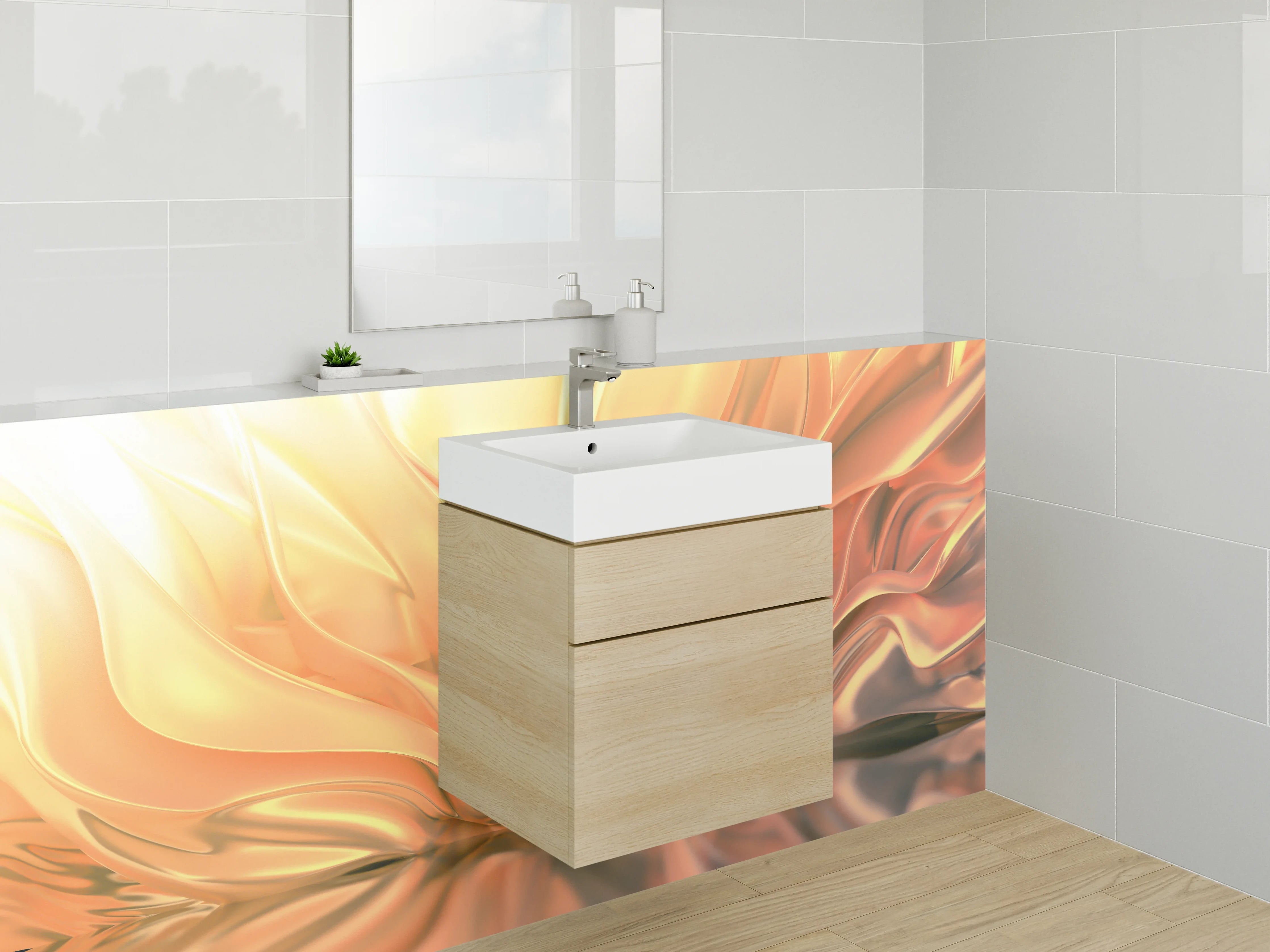 Waschbecken-Rückwand - Abstrakte goldene Eleganz fürs Bad