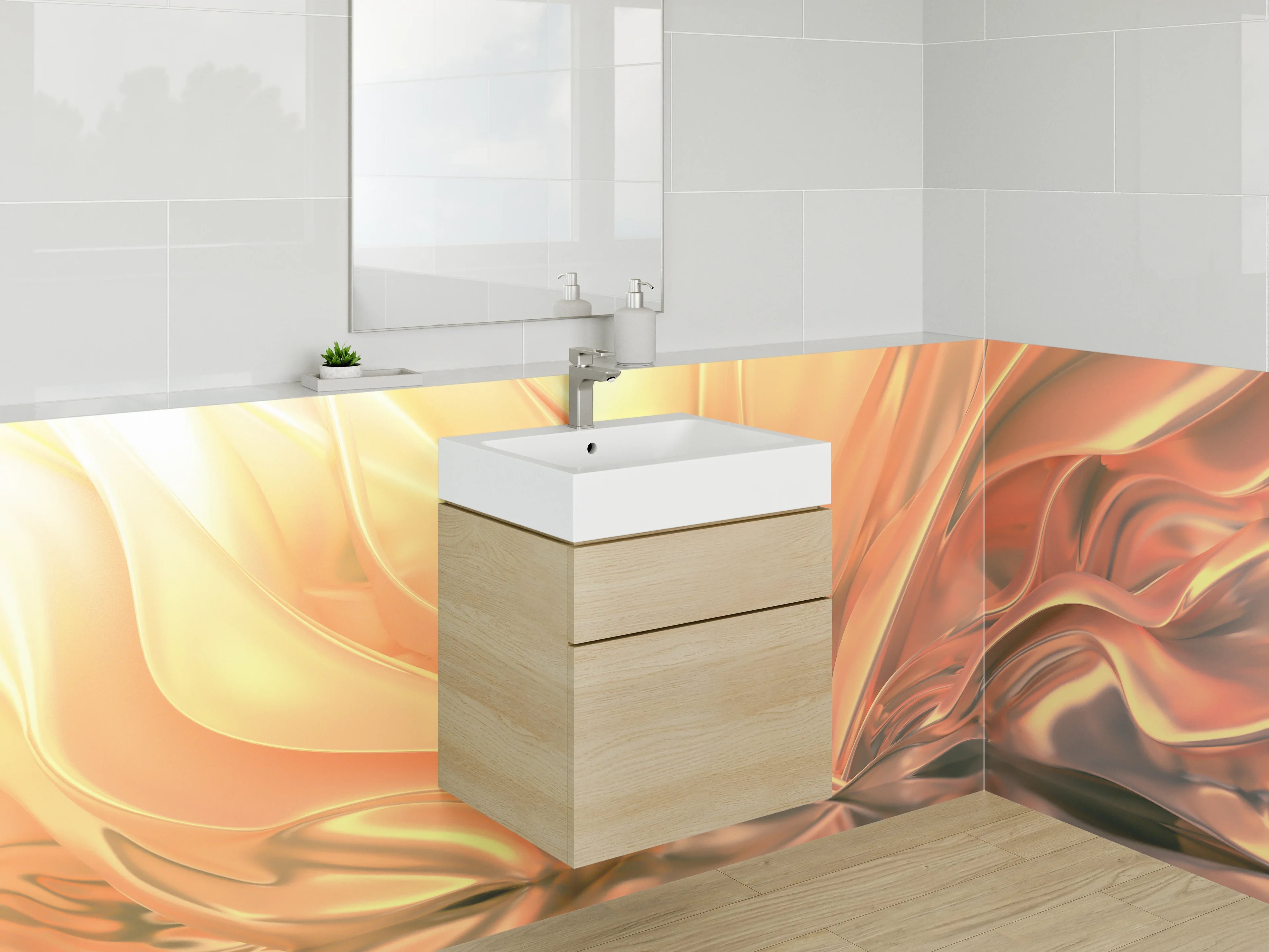 Waschbecken-Rückwand - Abstrakte goldene Eleganz fürs Bad