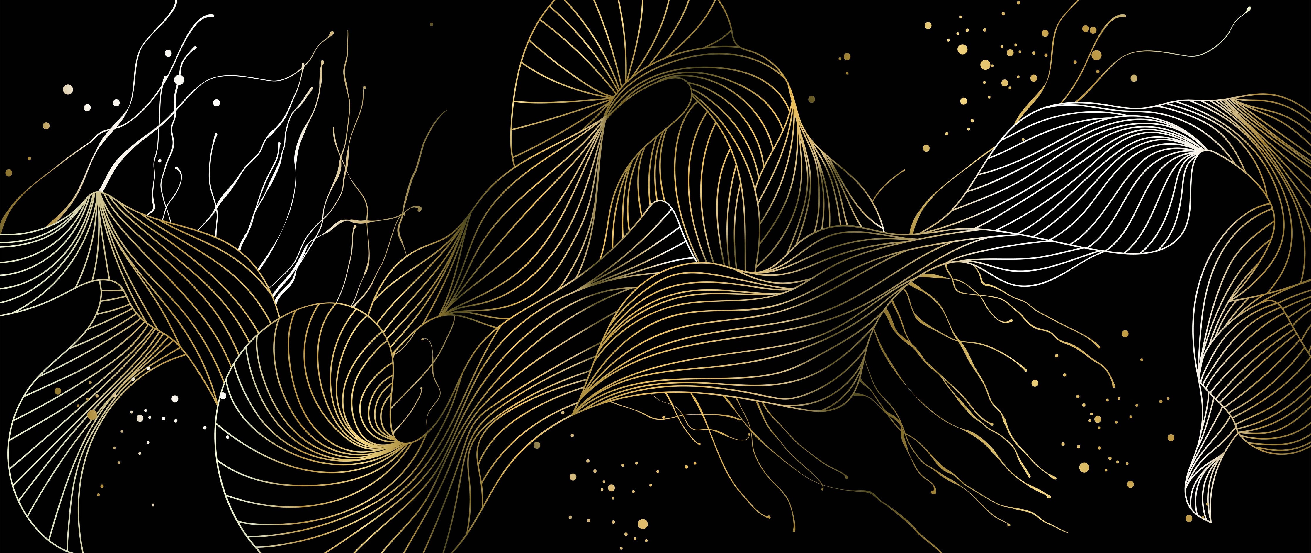 Waschbecken-Rückwand-Abstrakte goldene Lineart auf Schwarz